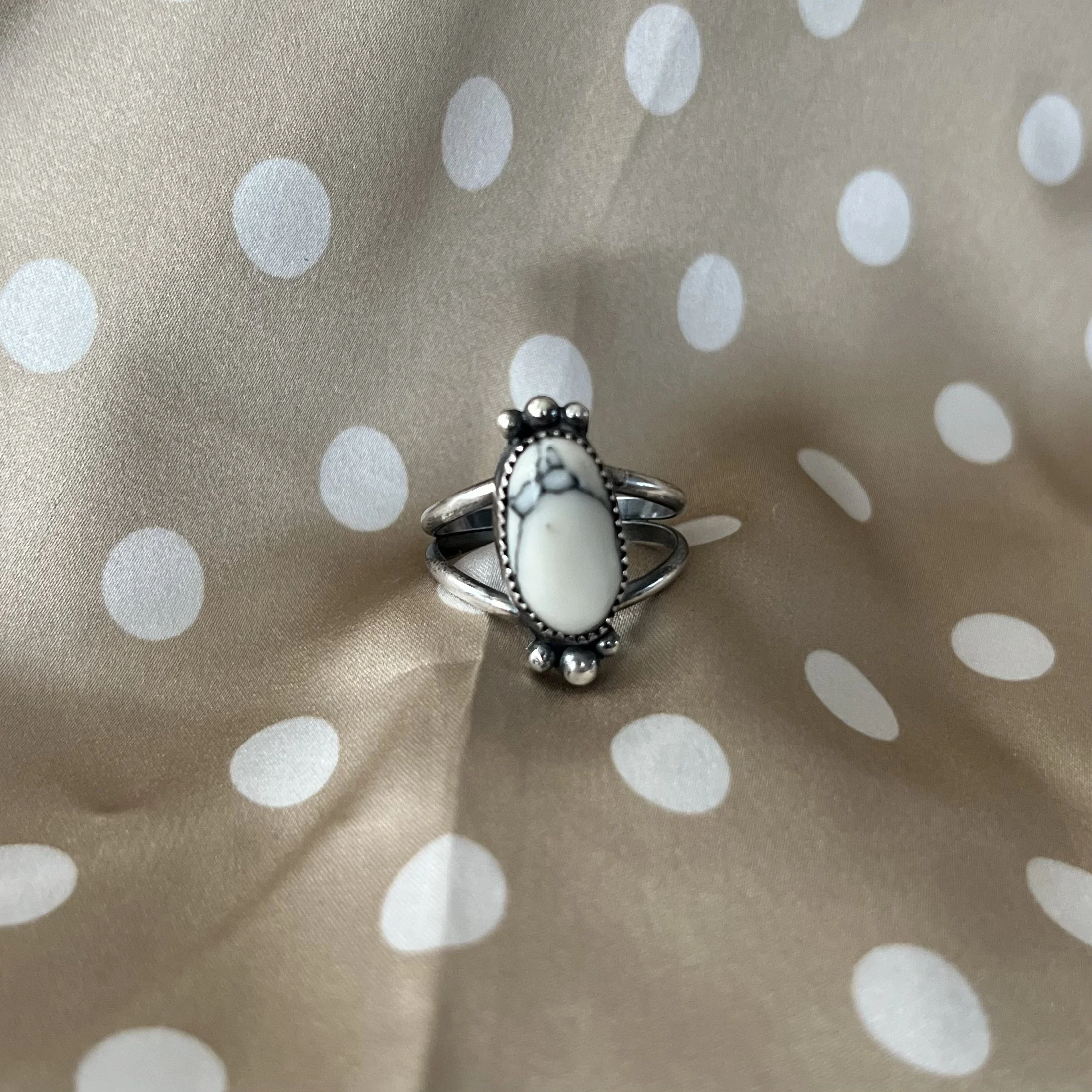White Buffalo Turquoise Ring