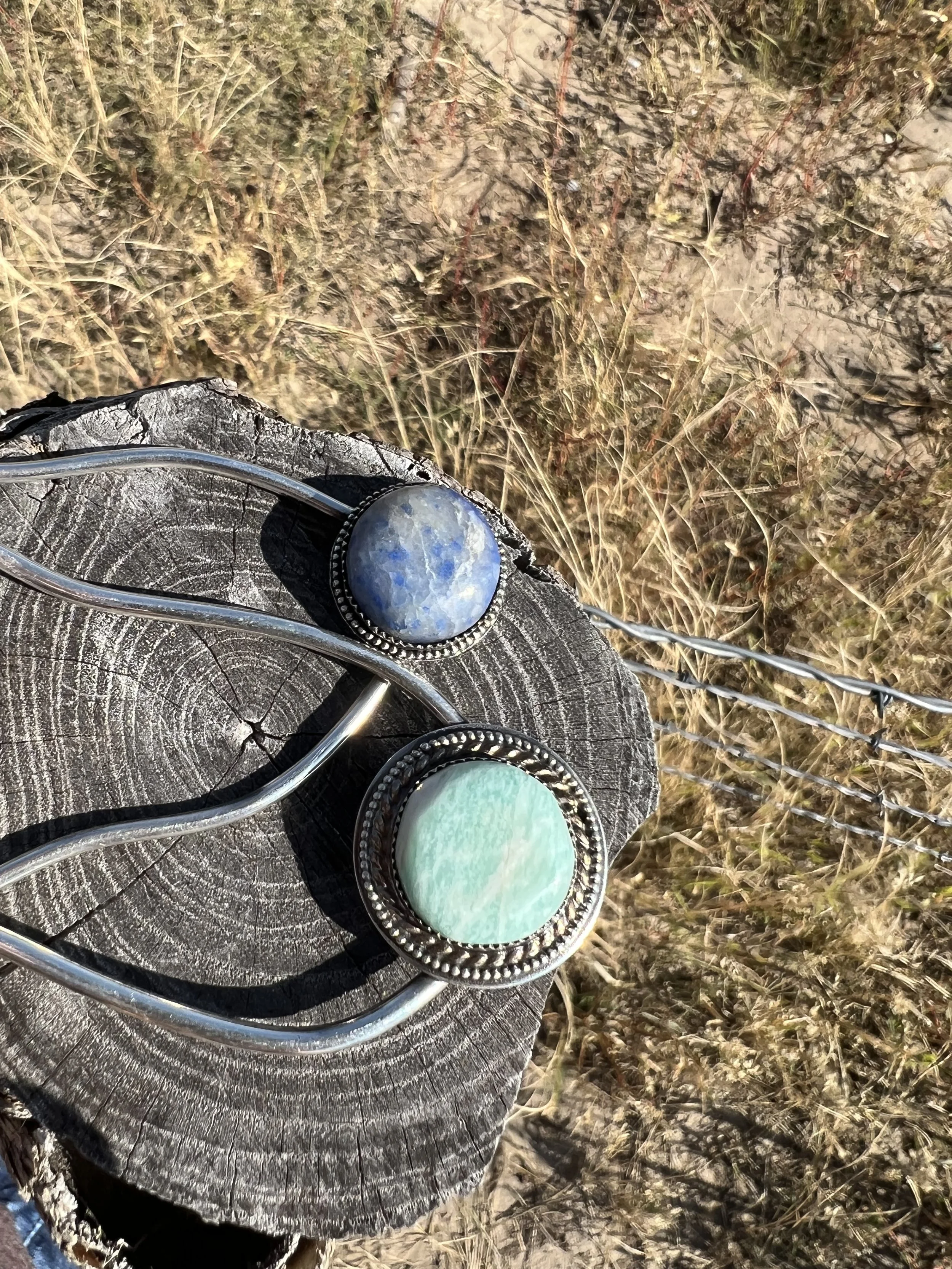 Teal and Blue Quartz Hair Pin