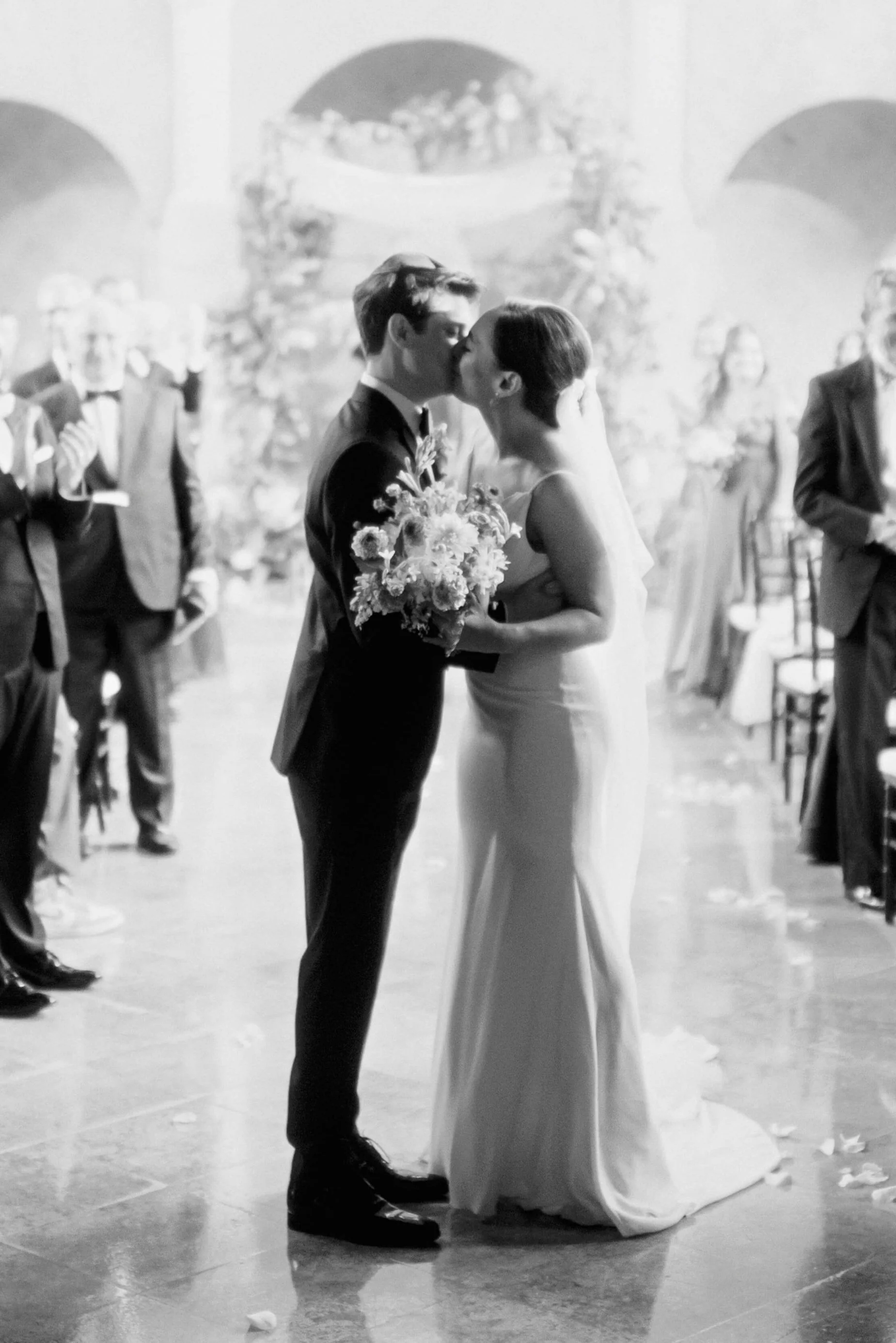 First Kiss Houston Bell Tower Wedding
