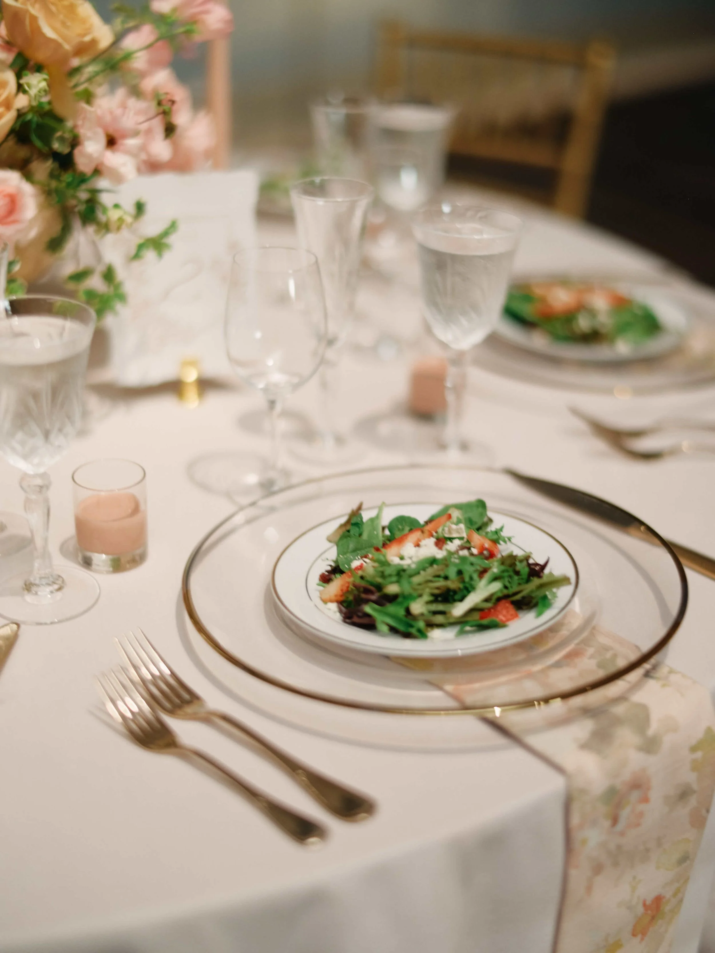 Plated Salad at a wedding reception held the Museum of Fine Arts, Houston