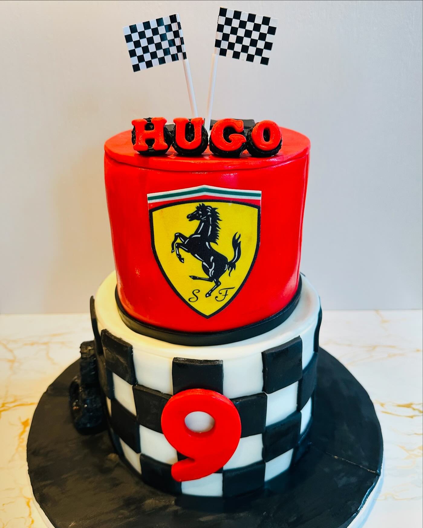 Happy 9th Birthday 
Hugo❤️

#ferraricake 
#2tirecake 
#2flavourcake 
#chocoganachecake 
#oreotop 
#15cmcake 
#12cmcake 
#perfectbirthdaycelebration💕 
#perfectbirthdaycake 
#9yearsoldboycake 
#redfarrari❤️