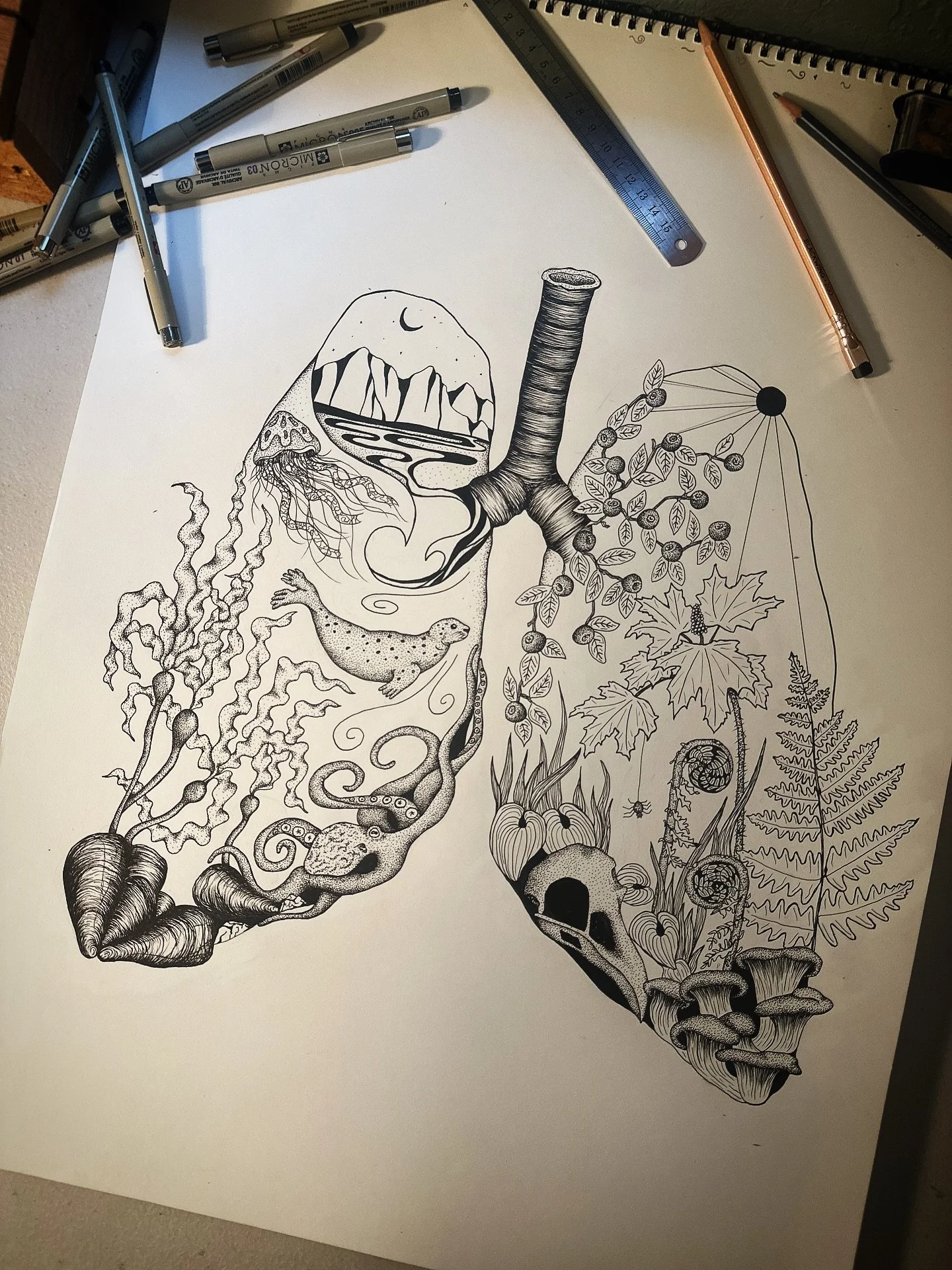 I love fall! This latest drawing is a little ode to the fresh air we get to breathe, being next to the ocean and surrounded by the rainforest. Such a lucky and inspiring place to be! 

I&rsquo;m gearing up for public market and super excited to have 