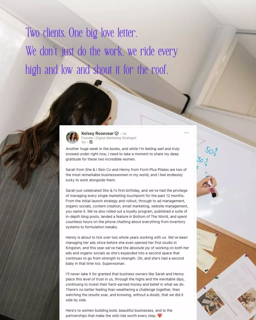 Kelsey's LinkedIn is our marketing insight bible 📖 

As much as it's a love/hate relationship for her, it's all LOVE for us.