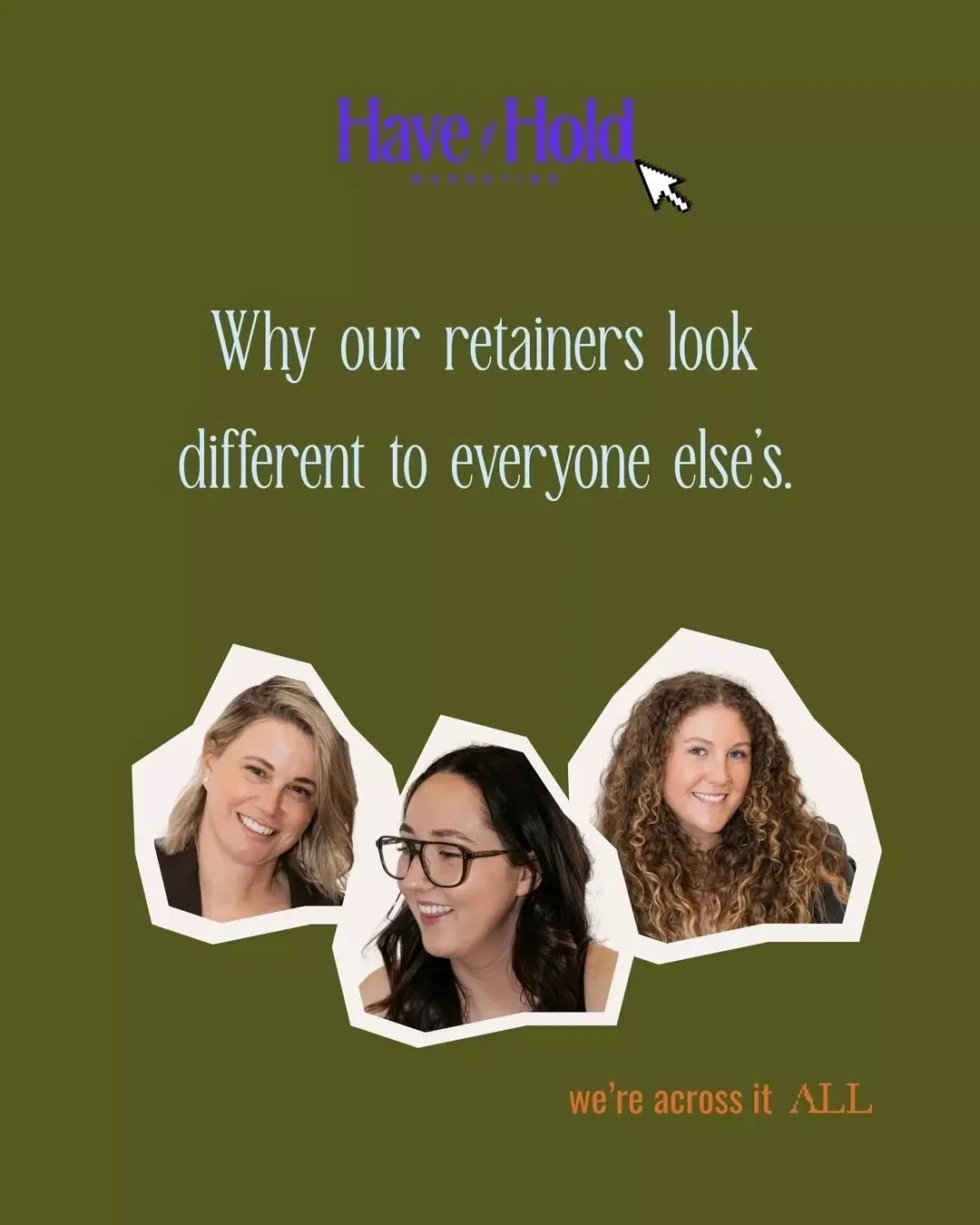 We built our retainers differently, and, we're pretty proud of it. ⭐

Strategy that actually informs the work. A team that shows up to content days. Real reporting, real conversations, and a relationship that gets better the longer we work together.
