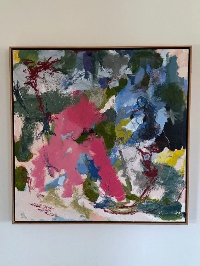 To Wander - 36 x 36 - Original Abstract Painting - Custom Cherry Frame