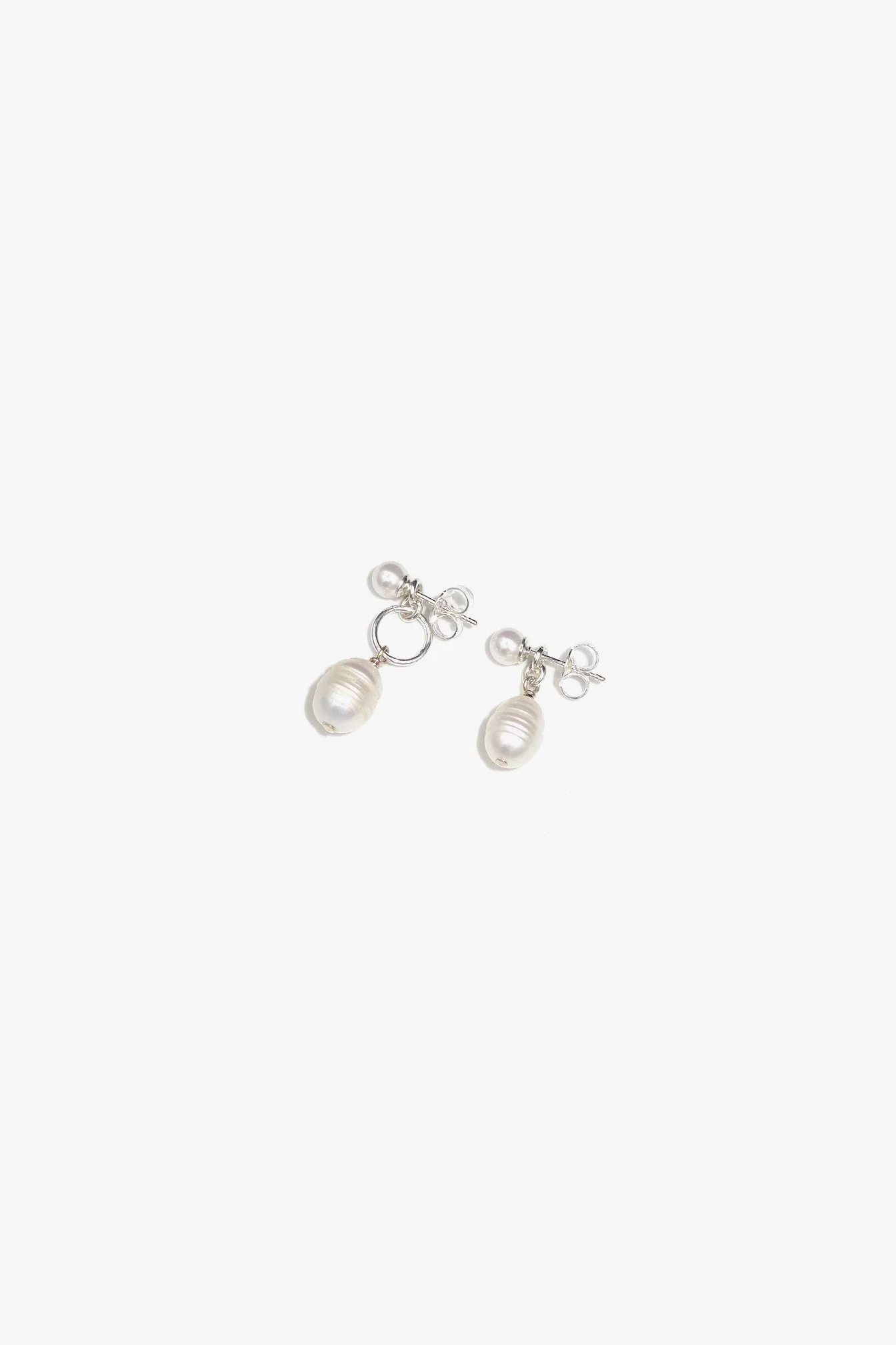 Sterling Silver Asymmetric Pearl Stud