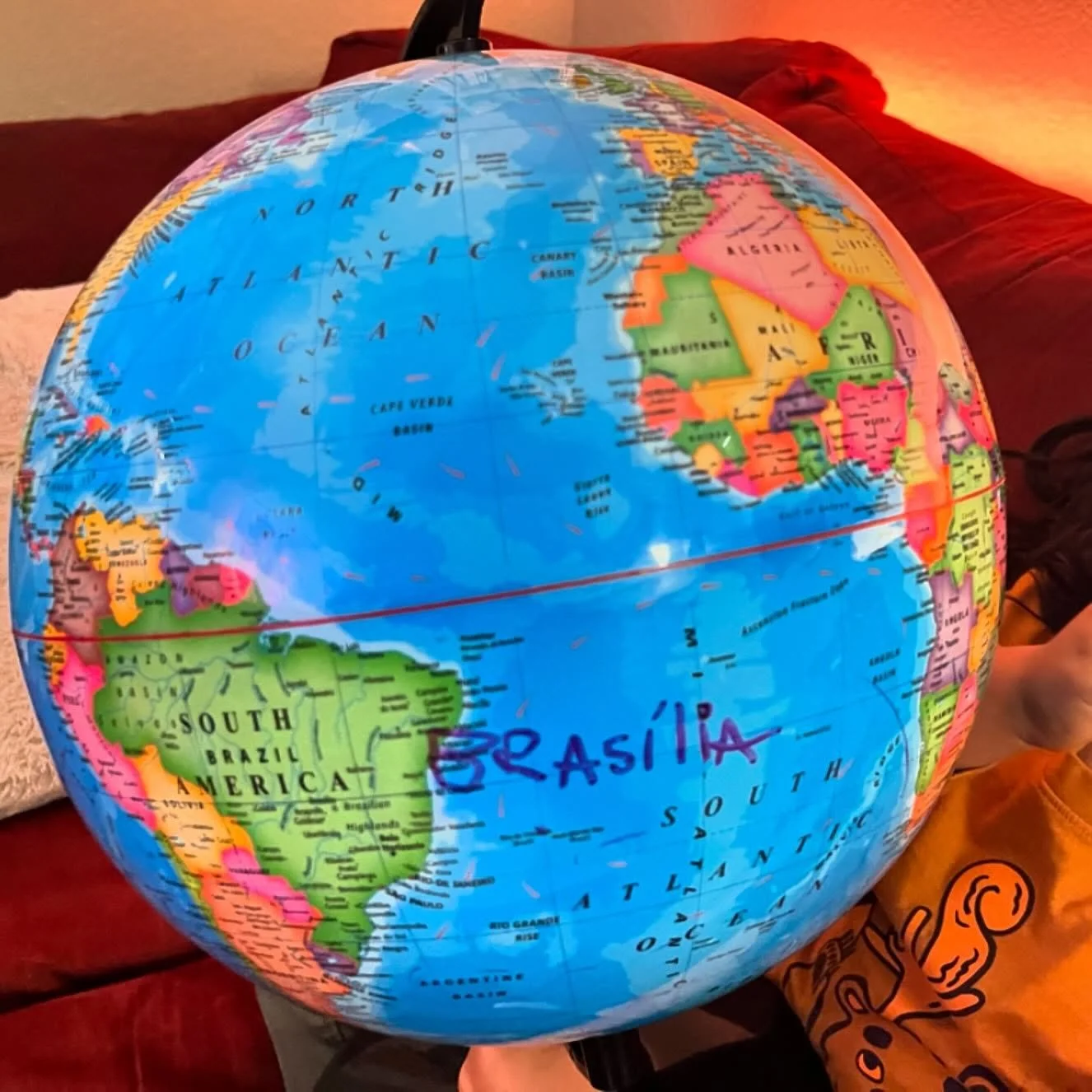 This week&rsquo;s fun is writing out country capitals (yes, on the globe itself). While it was a brief moment for Kai, it is a beautiful one of convergence for Angela as she thinks of the many people she loved during her time living in Brasilia. Life