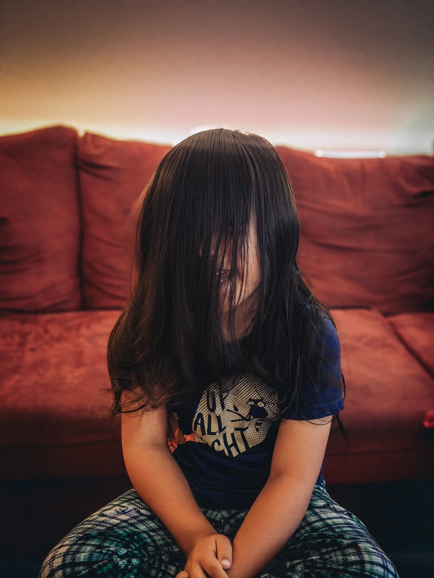 Day 2,338: In my 40s, I had to learn how to brush long hair, and I never expected it to be this technical and this fun. Kai is a champion and puts up with all my missteps. Even when it is not a favorite part, Kai still lets me work through the strand