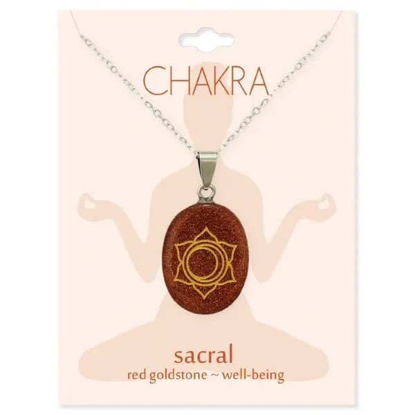 Sacral Chakra Symbol Goldstone Necklace