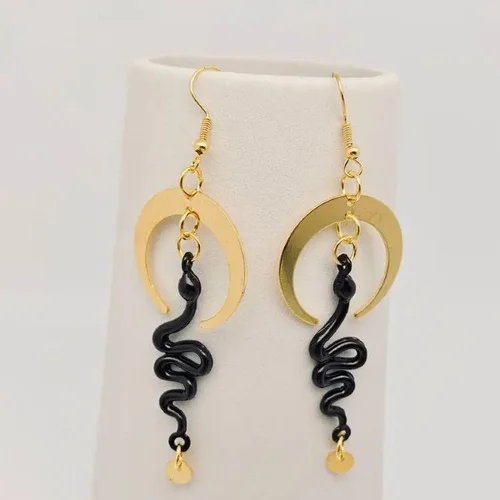 Snake Earrings Golden Bend Moon Earrings