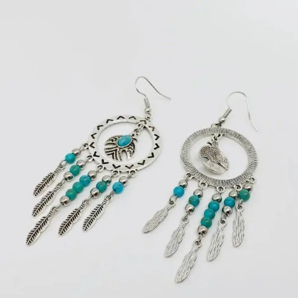 Bird PendantTurquoise Tassel Earrings