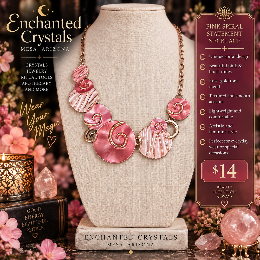 Pink Spiral Statement Necklace – Rose Gold Tone