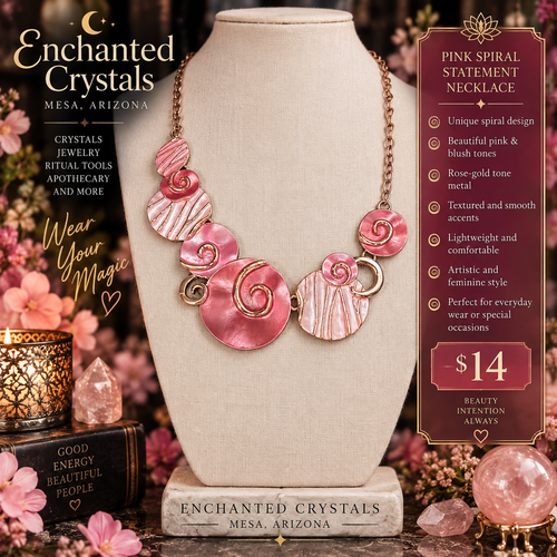 Pink Spiral Statement Necklace – Rose Gold Tone