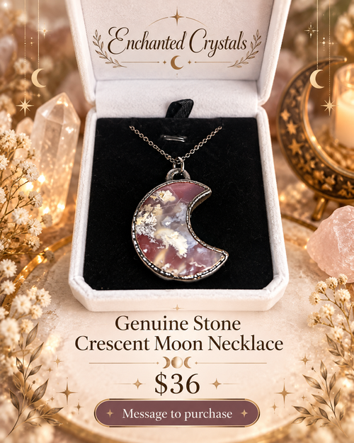 Genuine Stone Crescent Moon Necklace