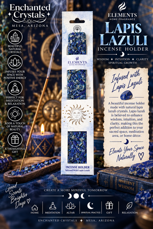 Lapis Lazuli Crystal Incense Burner – 11" Wooden Incense Holder
