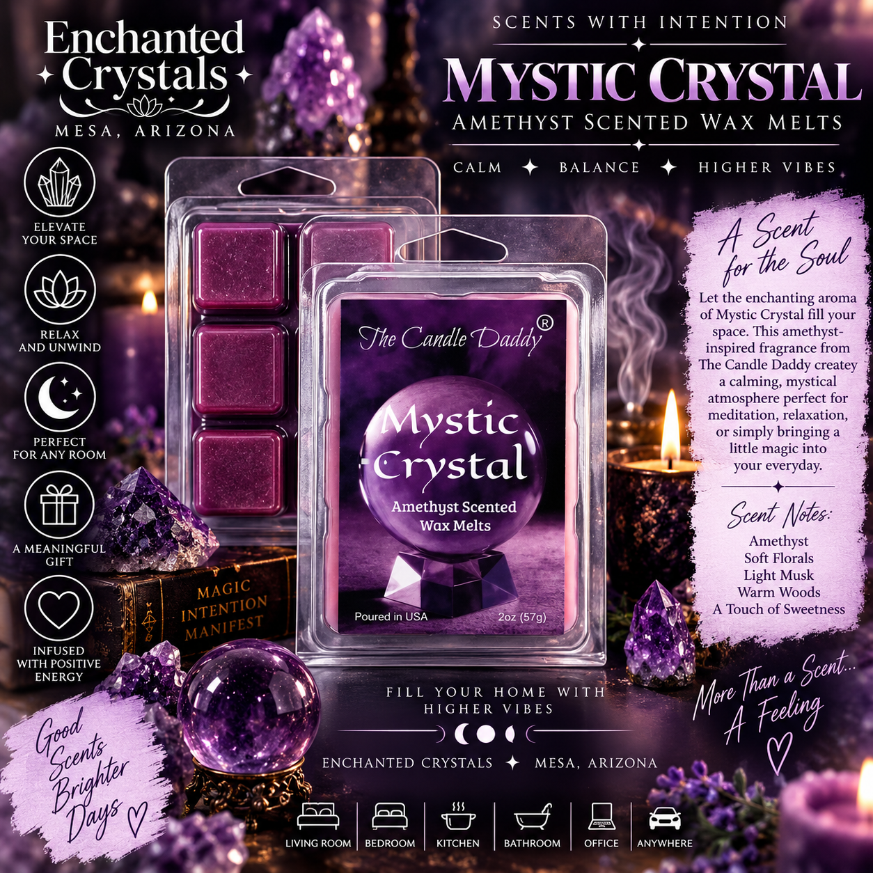 Mystic Crystal – Amethyst Scented Wax Melts | 2 oz • 6 Cubes