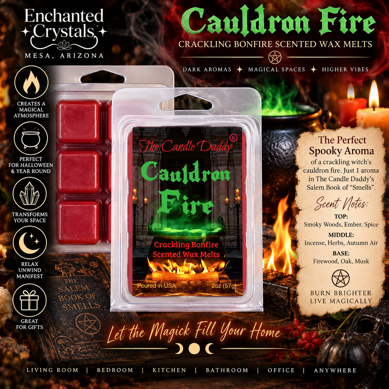 Witch’s Cauldron Fire – Maximum Scented Wax Melts | 2 oz • 6 Cubes