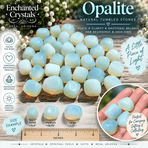 Opalite Cube Tumbled Stone – Polished Iridescent Glass | Sold Individually