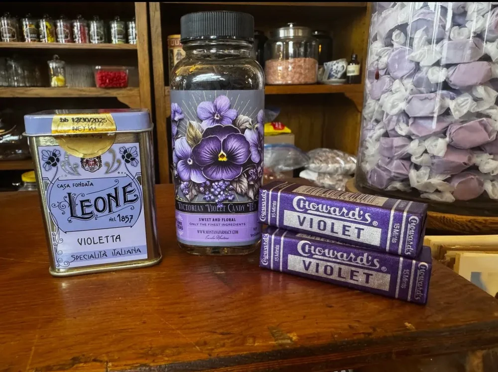 Vintage Victorian Violet Candy Tea Candied French Tea in Jar