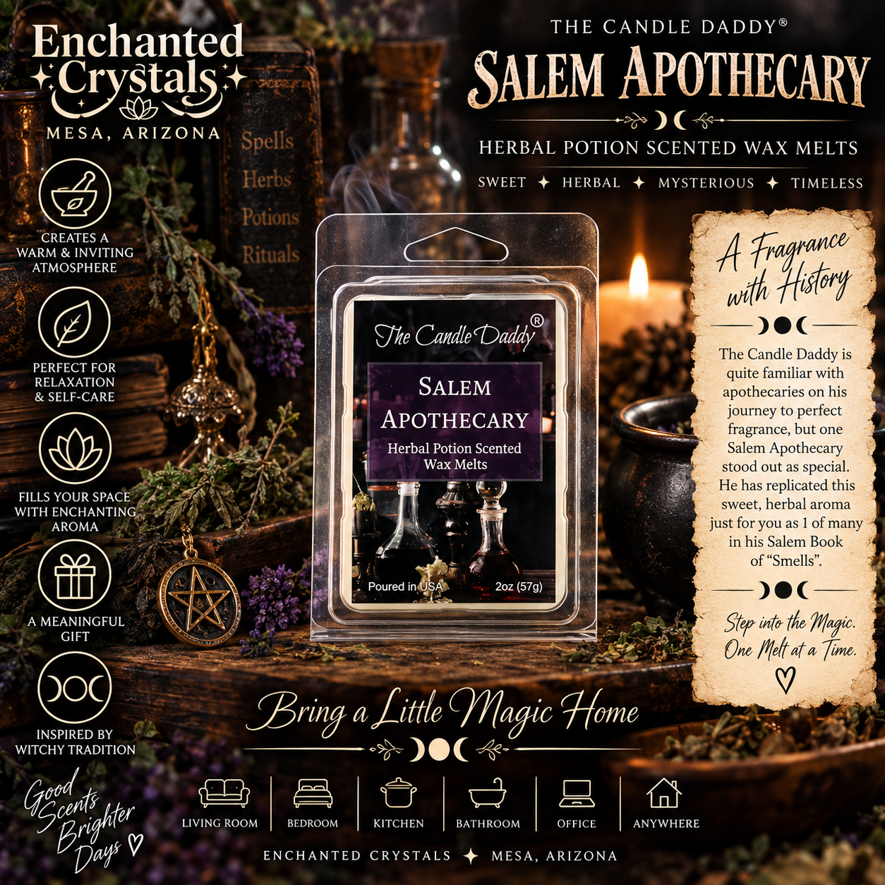 Salem Apothecary – Sweet Herbal Maximum Scented Wax Melts | 2 oz • 6 Cubes