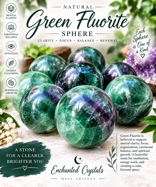 Natural Fluorite Sphere – Sold Individually