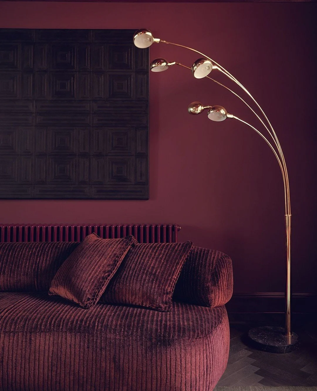 The rich, wine-toned palette of the Zinc x Dieter Vander Velpen collection pairs beautifully with the velvety jumbo cord stripes of Kowloon, creating a look that feels both luxurious and inviting.⁠
⁠
&ldquo;The design of Kowloon is interesting becaus