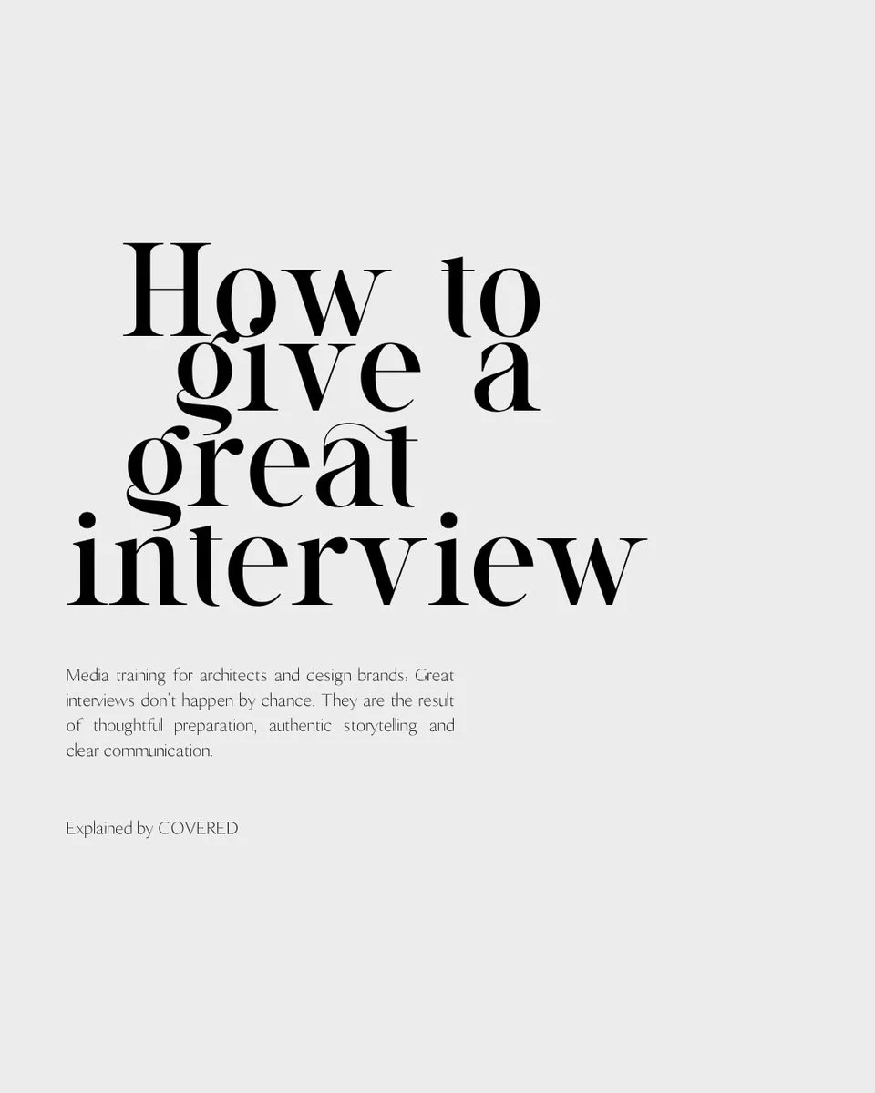 A great interview is about more than answering questions, it is an opportunity to shape how your work, vision and brand are understood.⁠
⁠
For architects and design brands, media interviews can play an important role in building visibility and streng