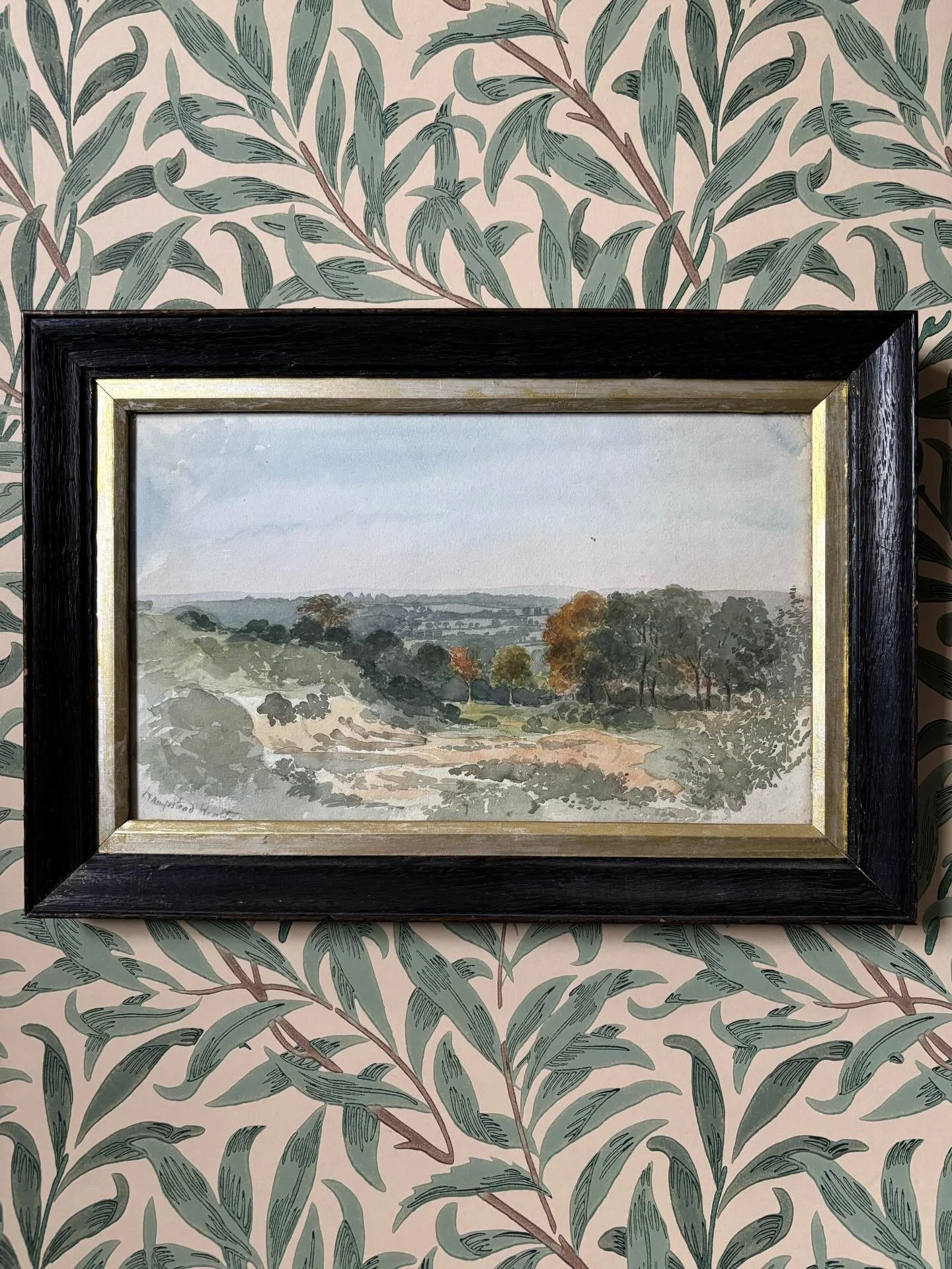 FOR SALE A 19th century watercolour painting of Hampstead Heath from an album of watercolours painted circa 1870. It is framed in a simple dark oak frame that suits it perfectly. 

Paintings like this always make me slip down a bit of a rabbit hole a
