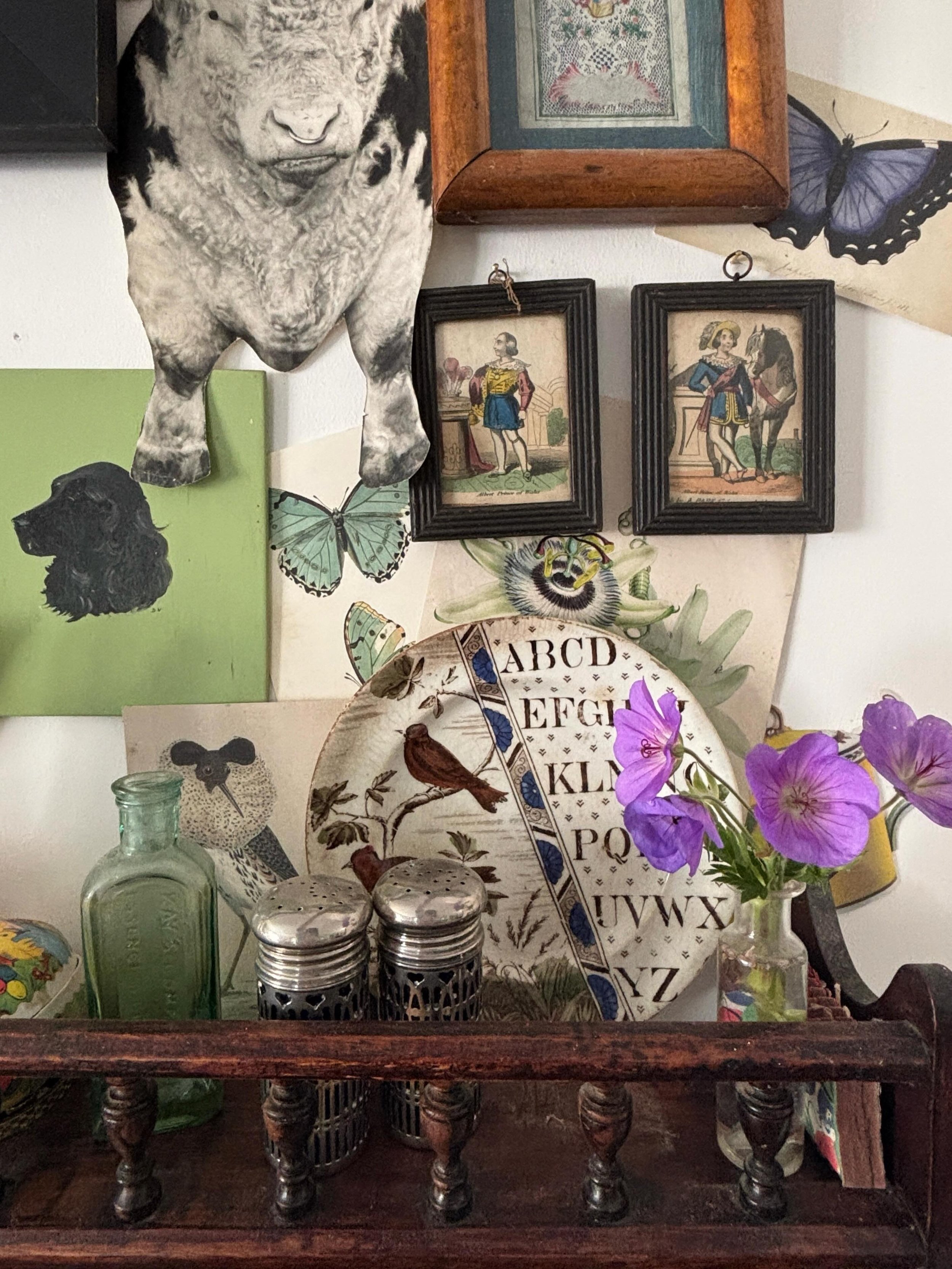 In find it hard resisting Georgian ebonised reeded frames and I always try and buy them on the rare occasions that I see them. I have P&amp;P Gally prints in larger examples but these minis hanging above the kitchen shelf are particularly enchanting.