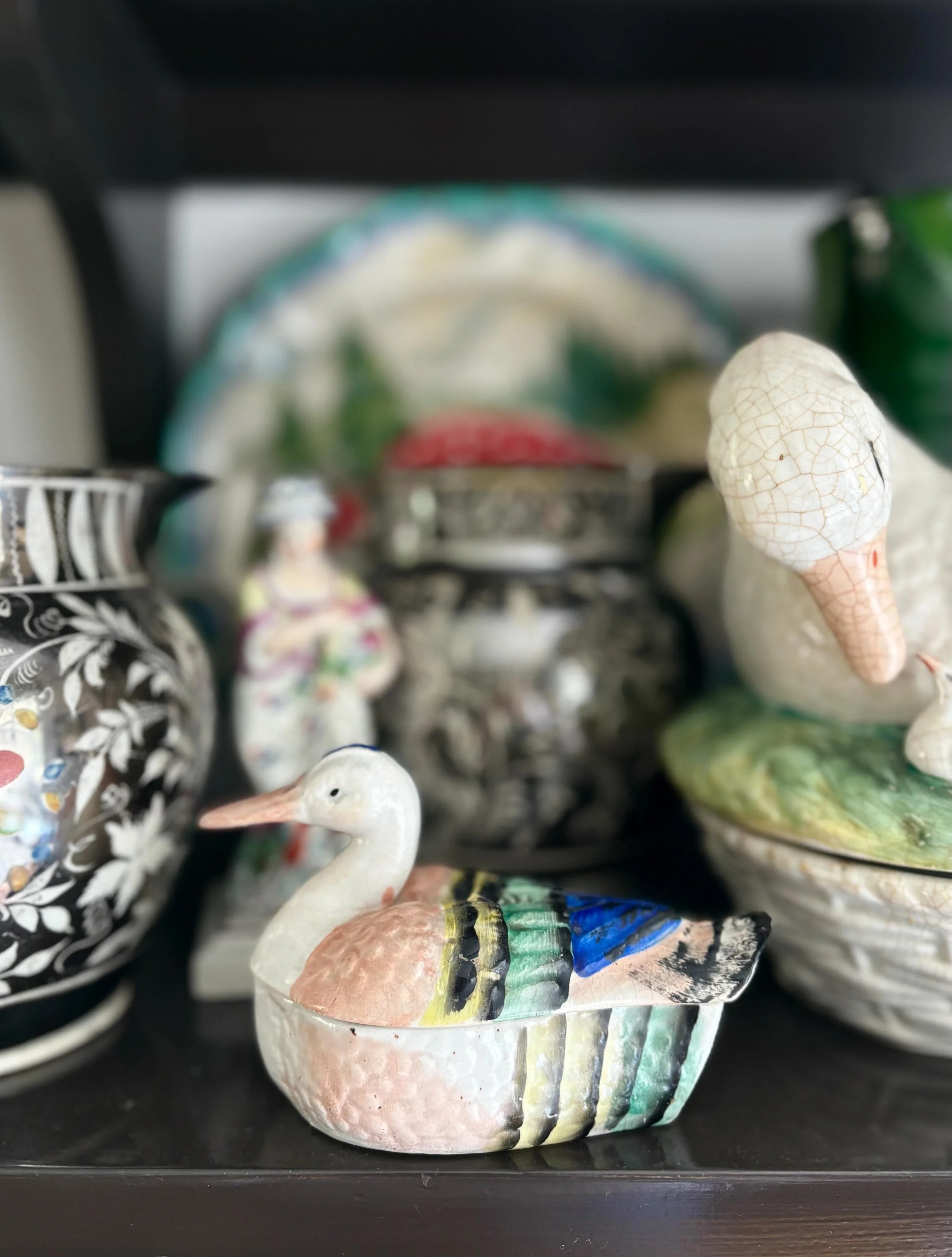 FOR SALE I never thought I would find one of these so I was absolutely thrilled to bits when I came across this beautiful example: a very small 19th century Staffordshire pottery duck tureen, circa 1840. 

It is in superb condition and would make an 