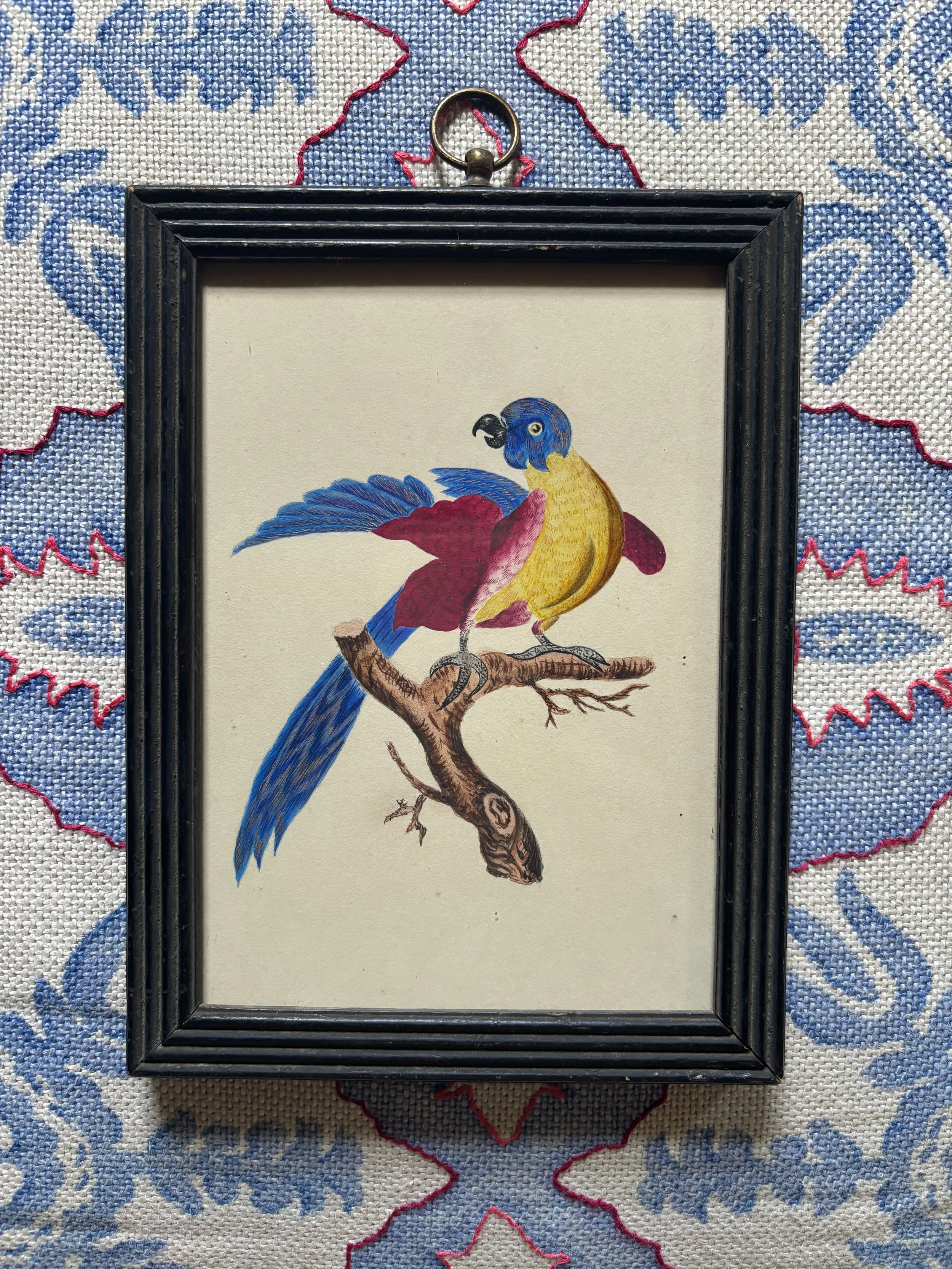 A 19th century watercolour painting in antique ebonised frame