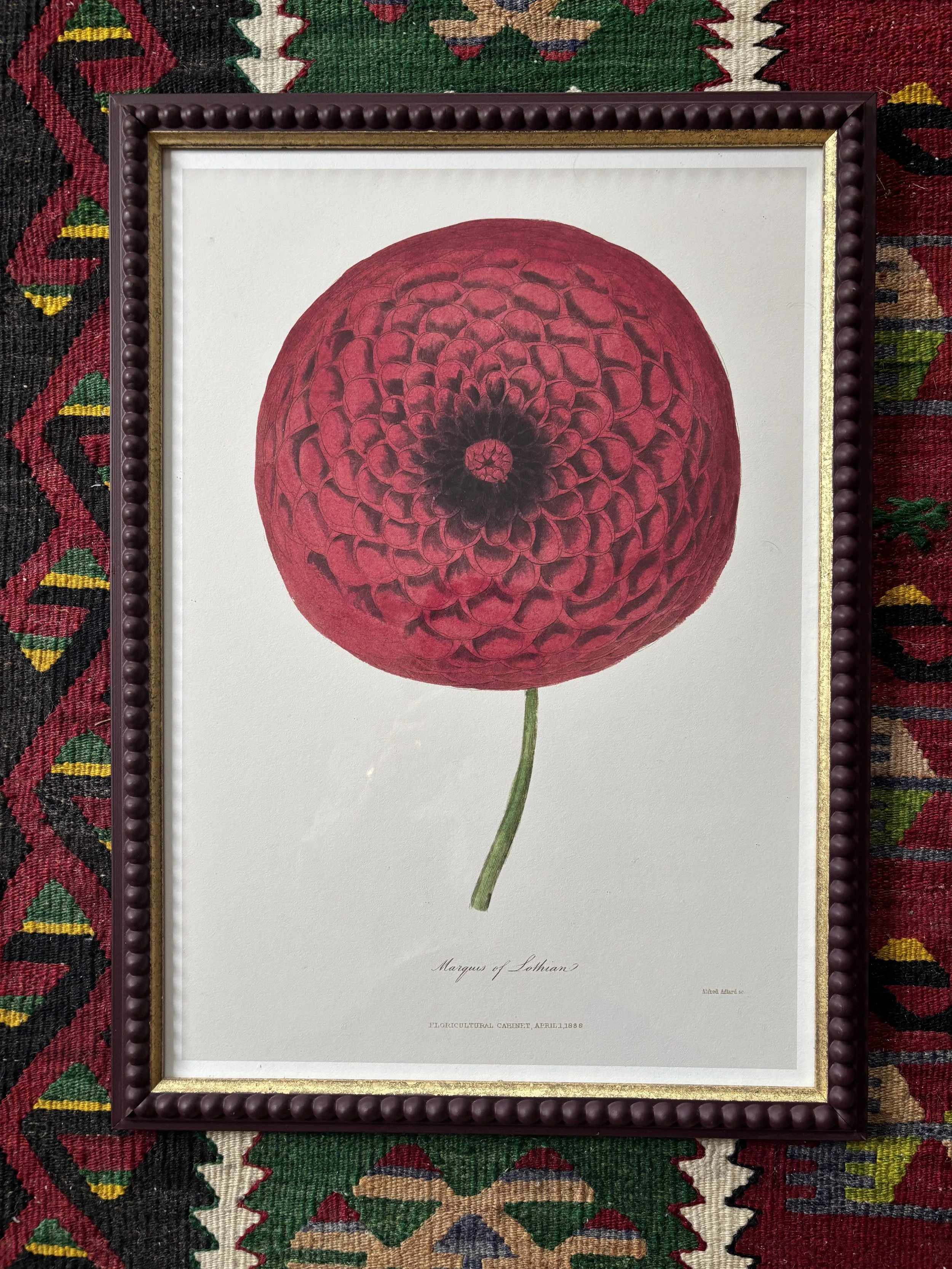 Marquis of Lothian - large print, dark red beaded frame