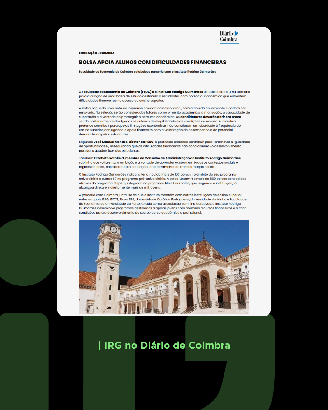 Nova Bolsa Rodrigo Guimarães - Universidade de Coimbra