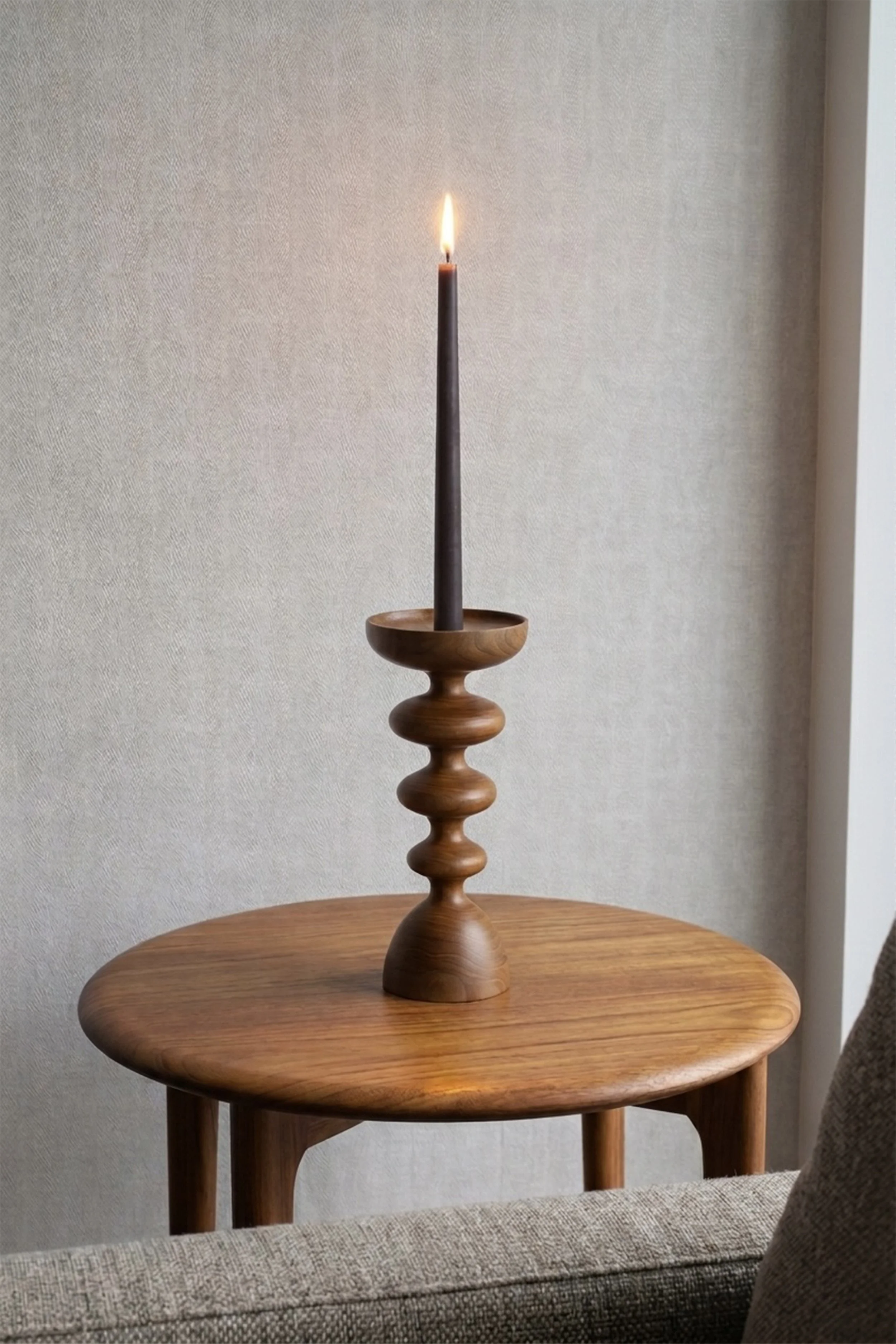 Walnut Candle Holder on Oak Side Table.jpg