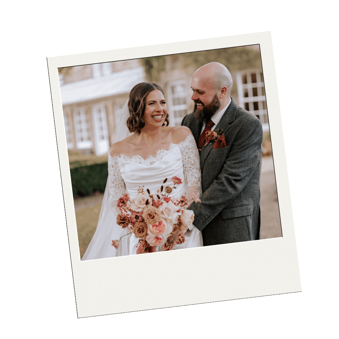 a slideshow of wedding polaroids