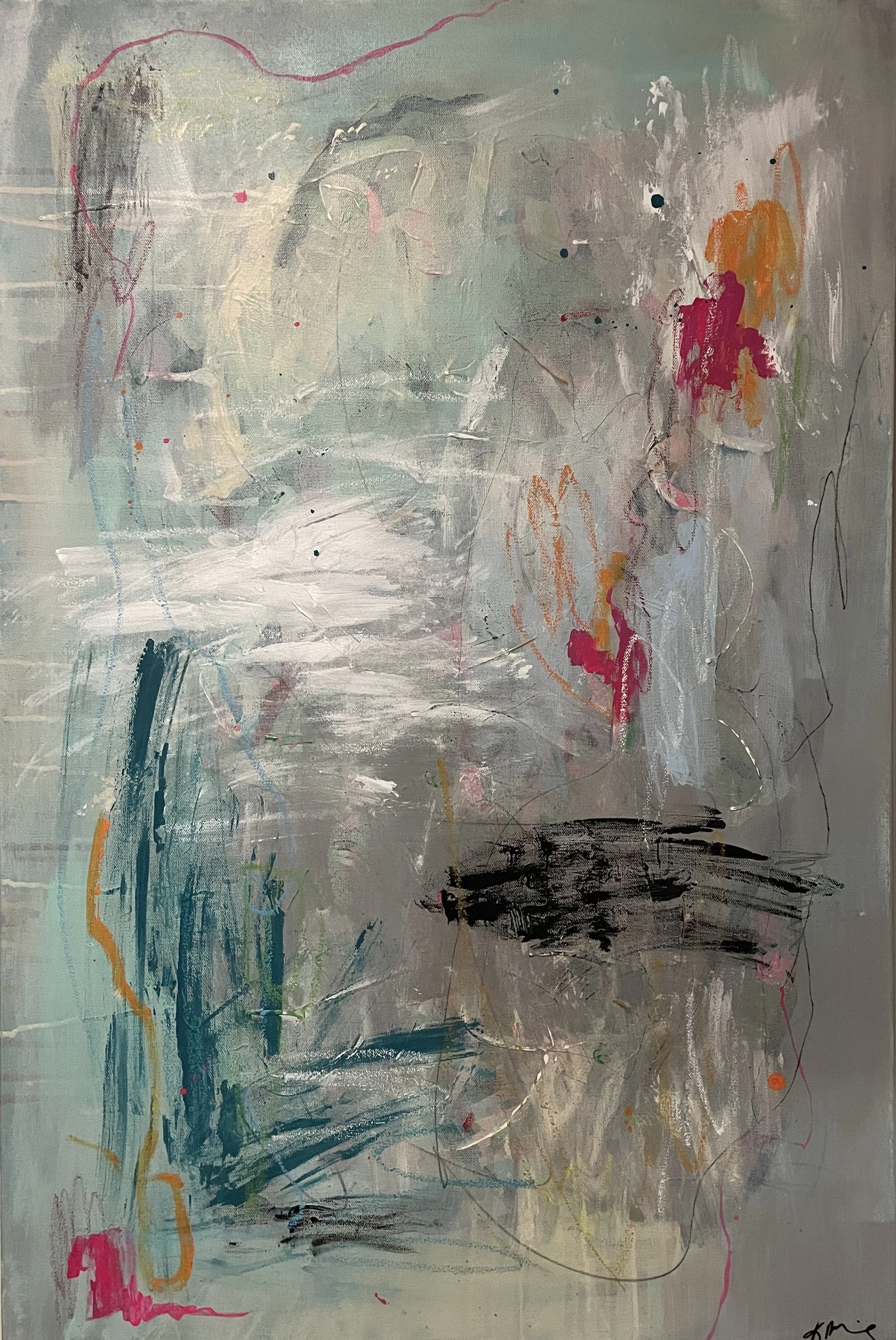 Kelly Meiners, "Missing," acrylic and oil pastel on canvas, 2024