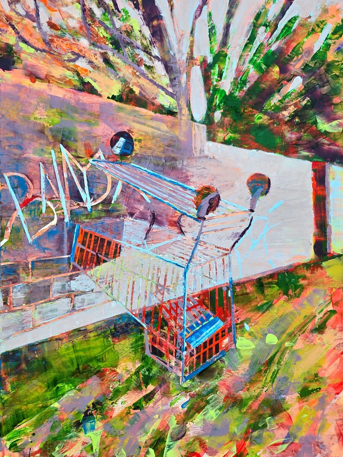 Kevin Kelly, "The Past is Not Even Past," oil and acrylic on paper mounted to canvas, 2025