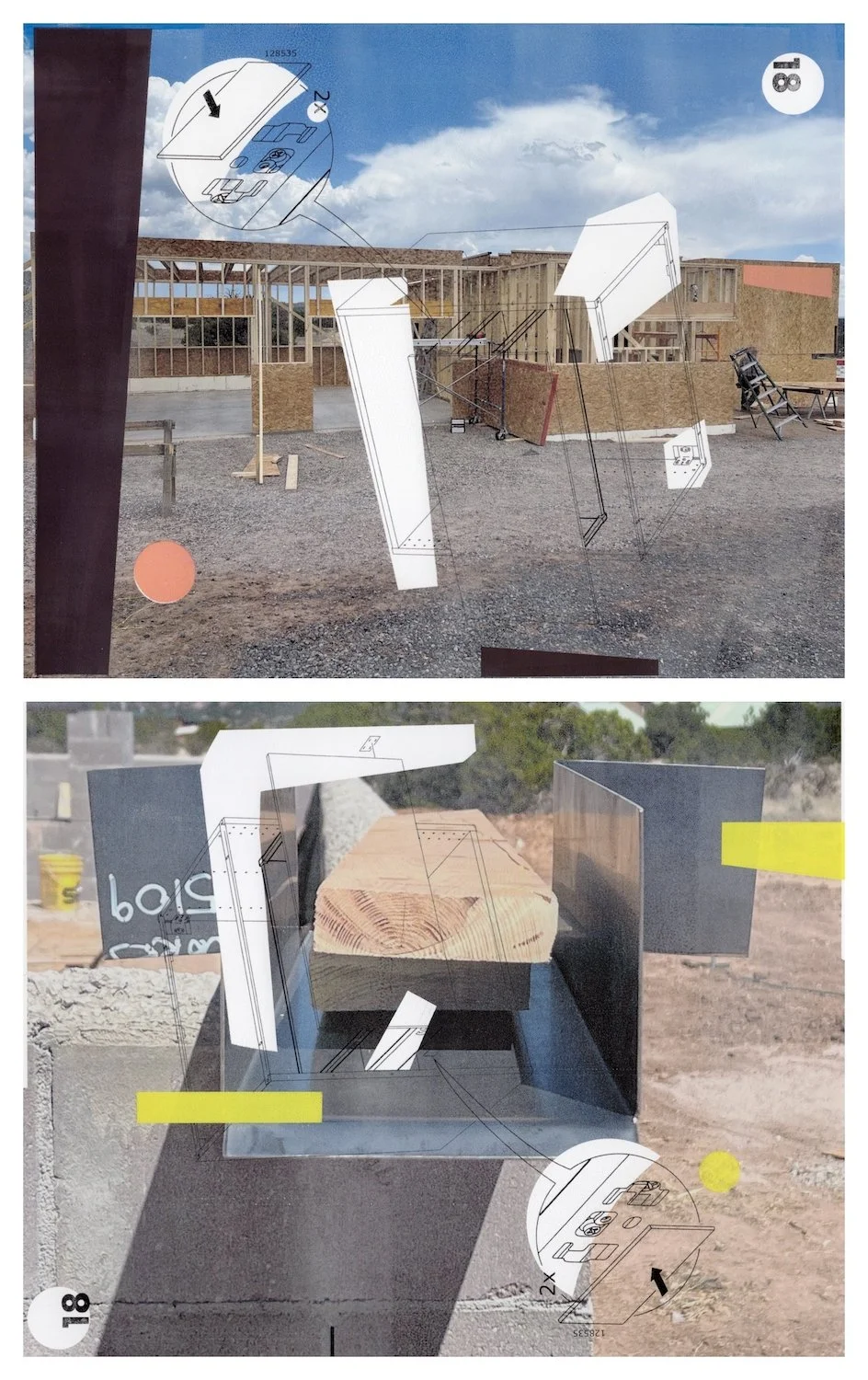 Patty deGrandpre, "From the Ground Up #18 (diptych)", block printing ink, digital inkjet on photo paper, 2025