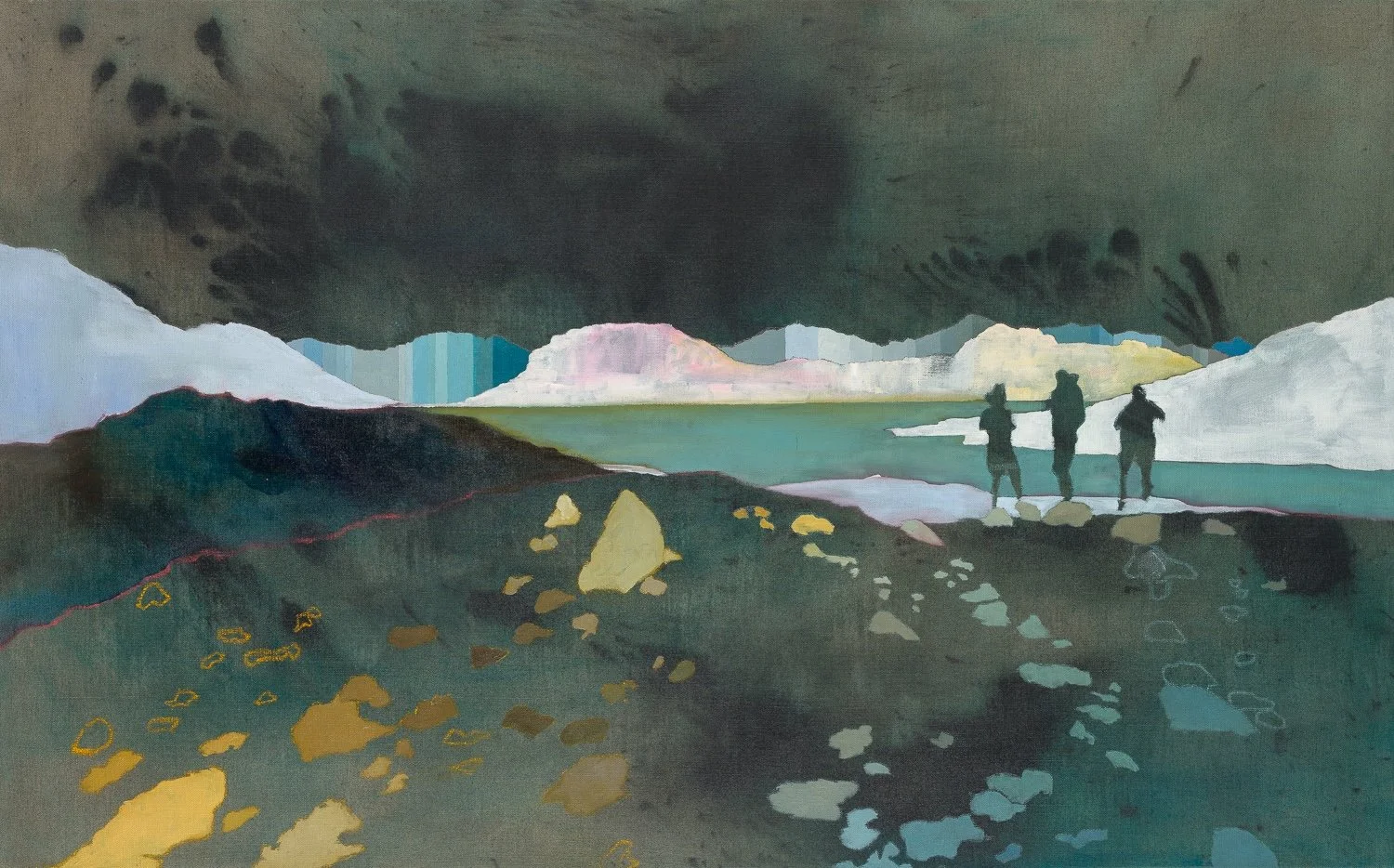 Kate Hooray Osmond, "The Long, Quiet, Thoughtful Goodbye," oil, pastel, and ink on linen, 2025