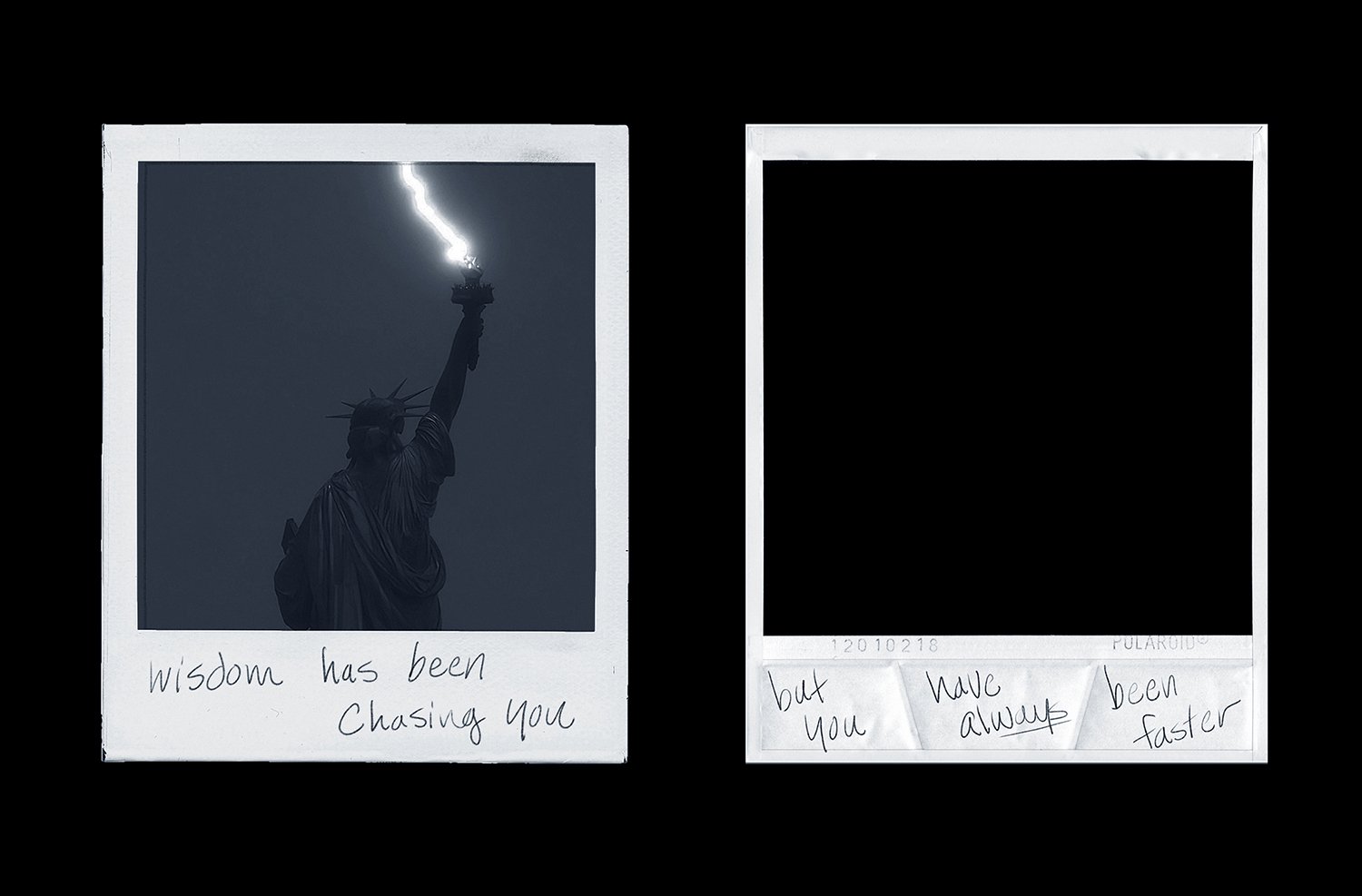 melissa grace kreider, "big a.l. (an american liability)," collaged polaroids, inkjet prints, handwritten text,  2024 