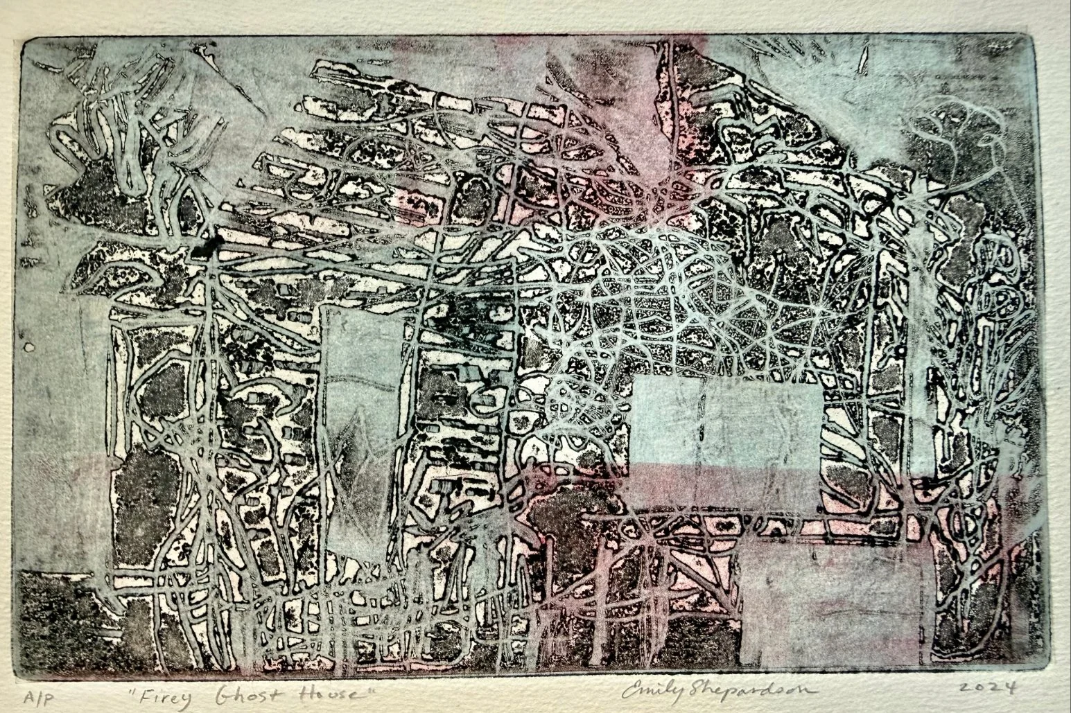 Emily Shepardson, "Firey Ghost House," Printmaking, 2024 