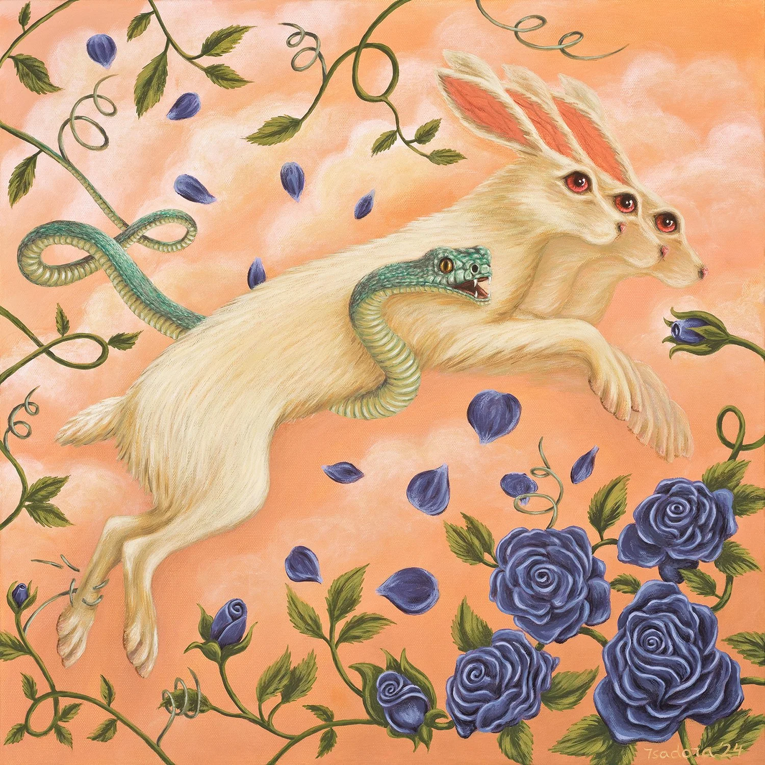 Isadora Hale, "Run, Rabbit Run", Acrylic on Canvas, 2024