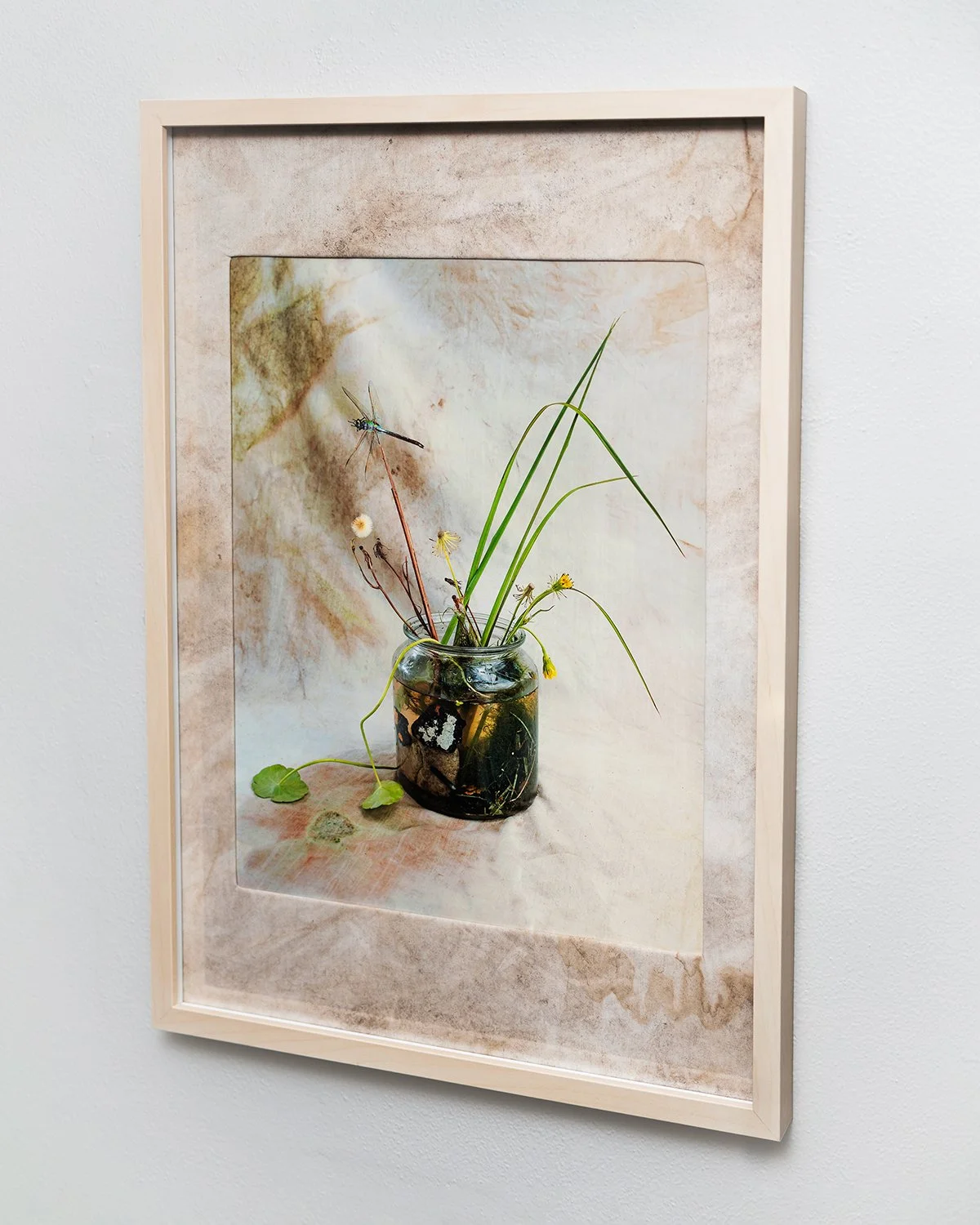 Elise Wojtowicz, "Heaven floods at sunset", Inkjet print matted with ditch-dyed cloth, 2024