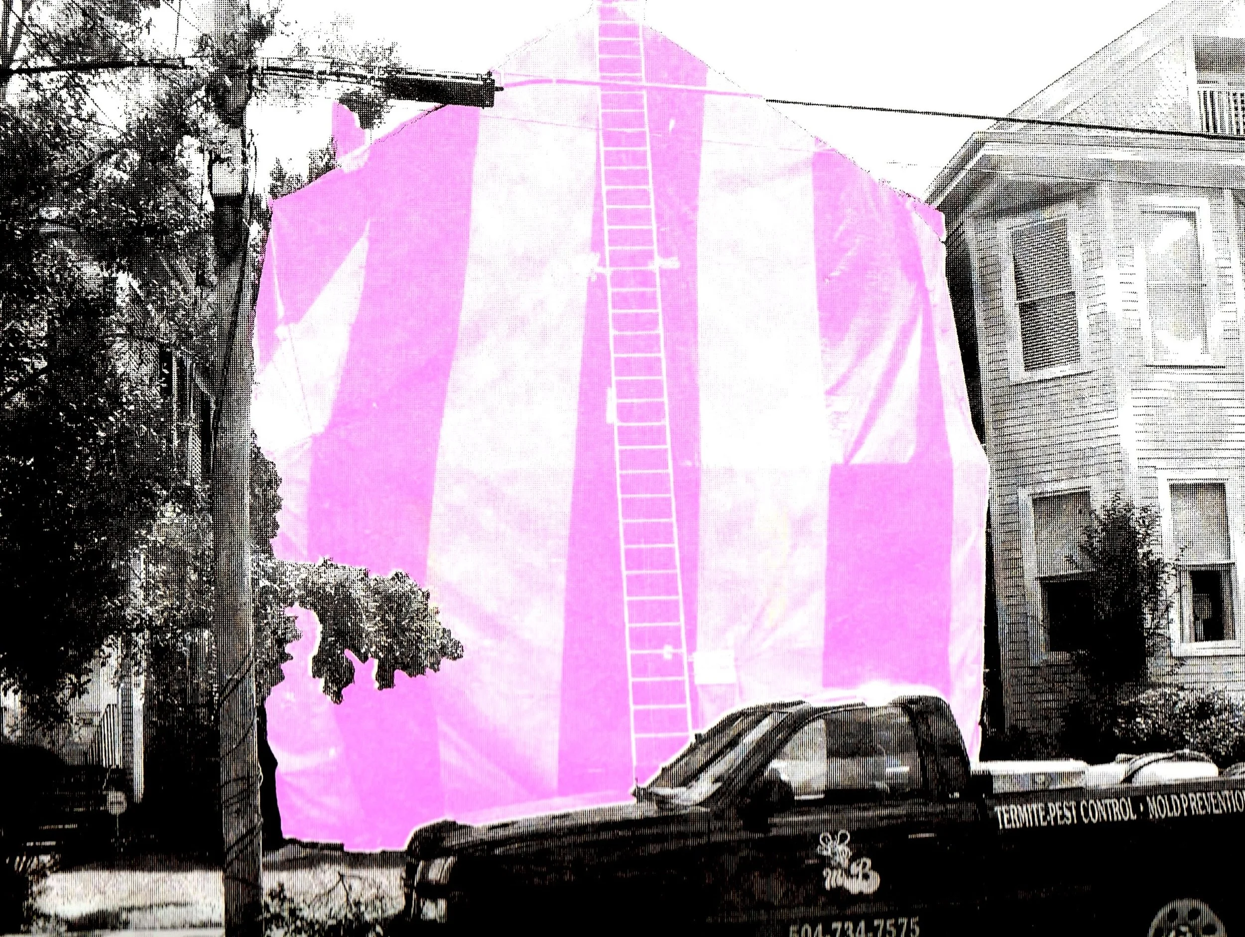 Electra Pelias, "termite tent," risograph print, 2025