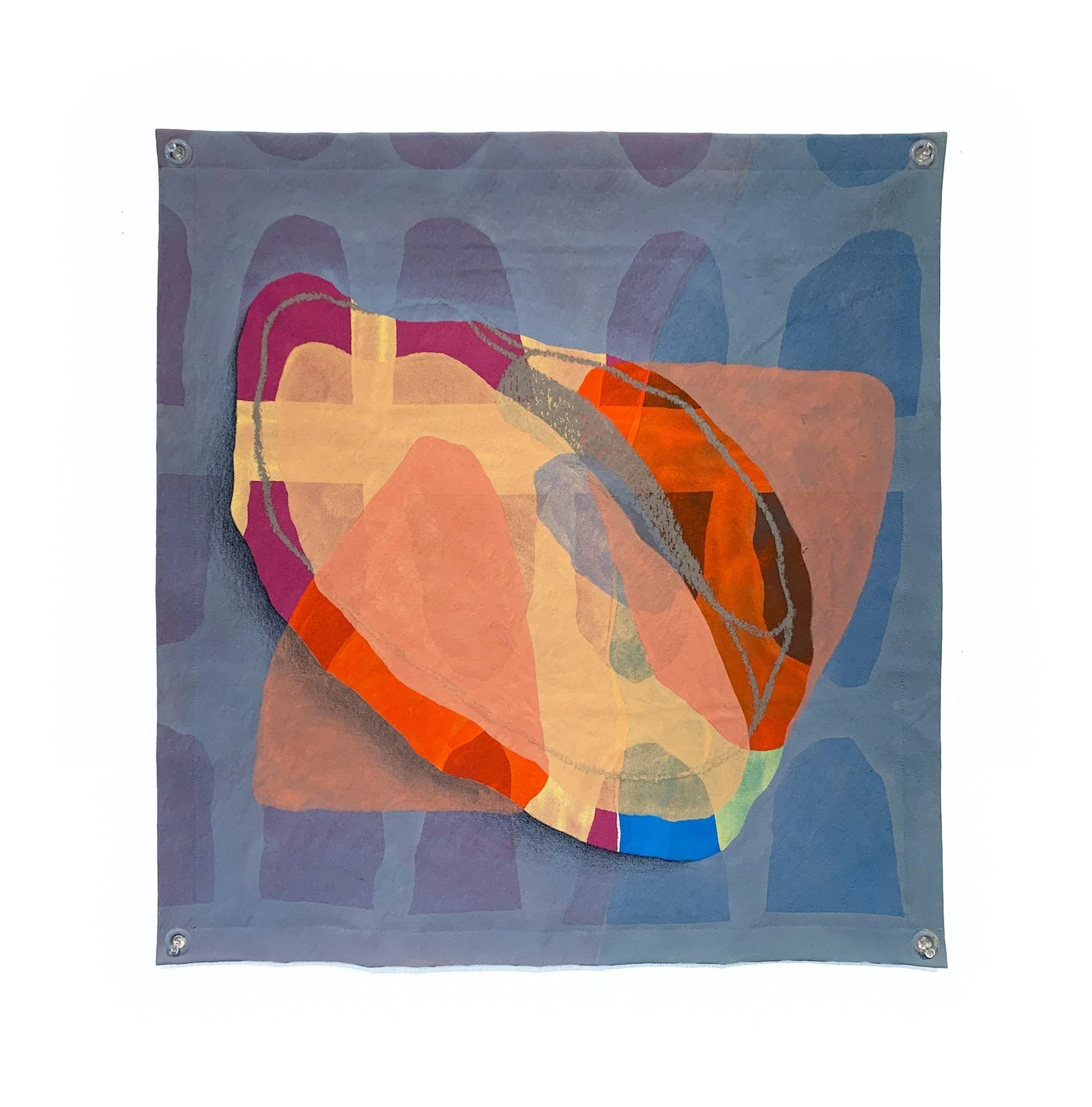 Megan Wolfkill, "Interior Kaleidoscope", Flashe, oil pastel, and graphite on canvas, 2024