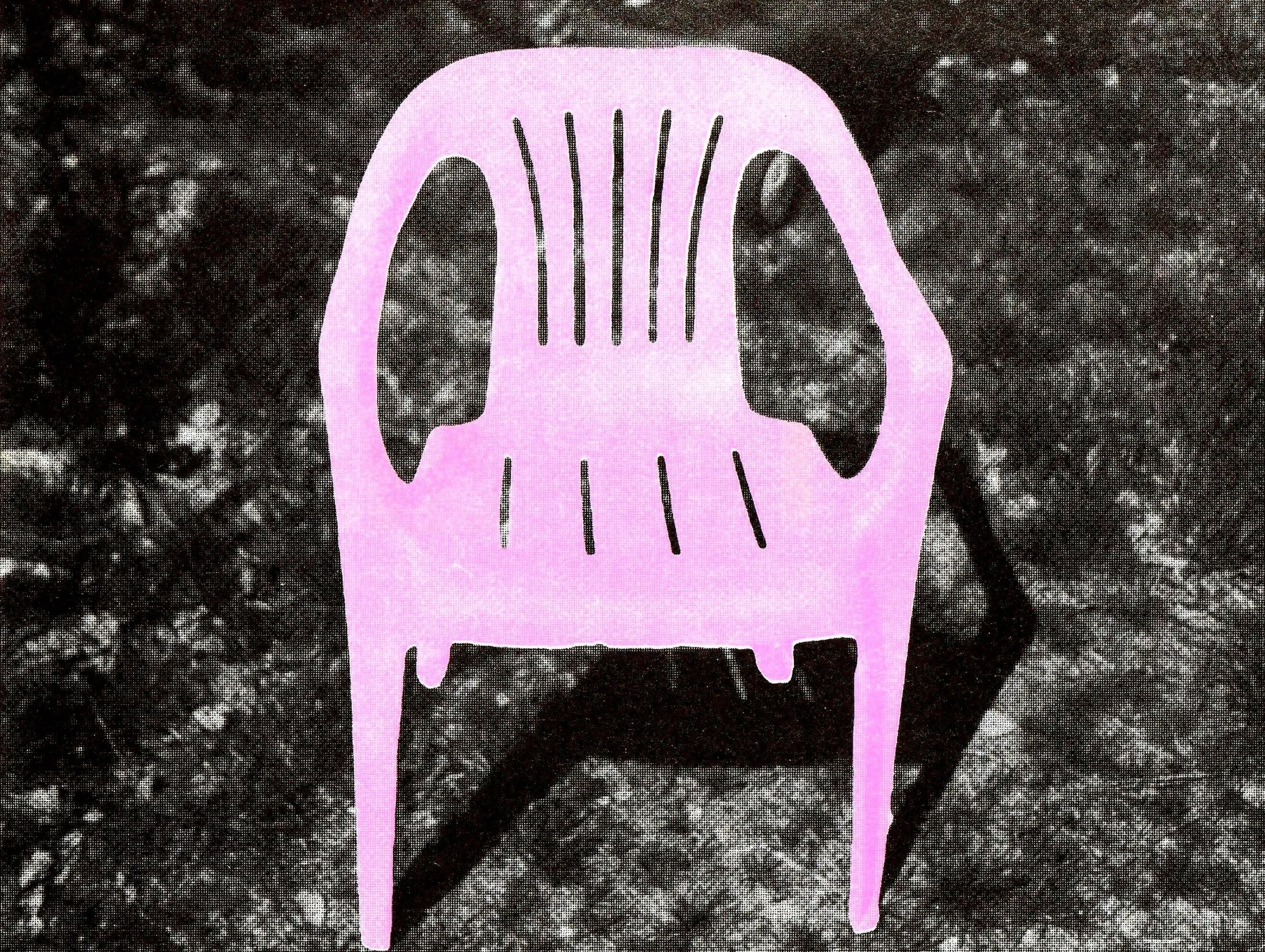 Electra Pelias, "chair," risograph print, 2025