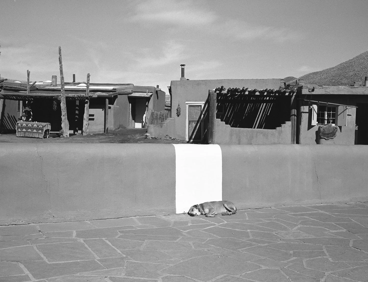 Dan Slabonik, "sleeping dog - taos pueblo, nm", Silver gelatin print, 2022