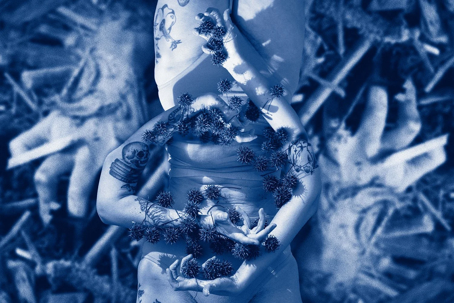 Dana Smessaert, "Acheron Dive Vingette," Photography (digital mock for cyanotype), 2025 
