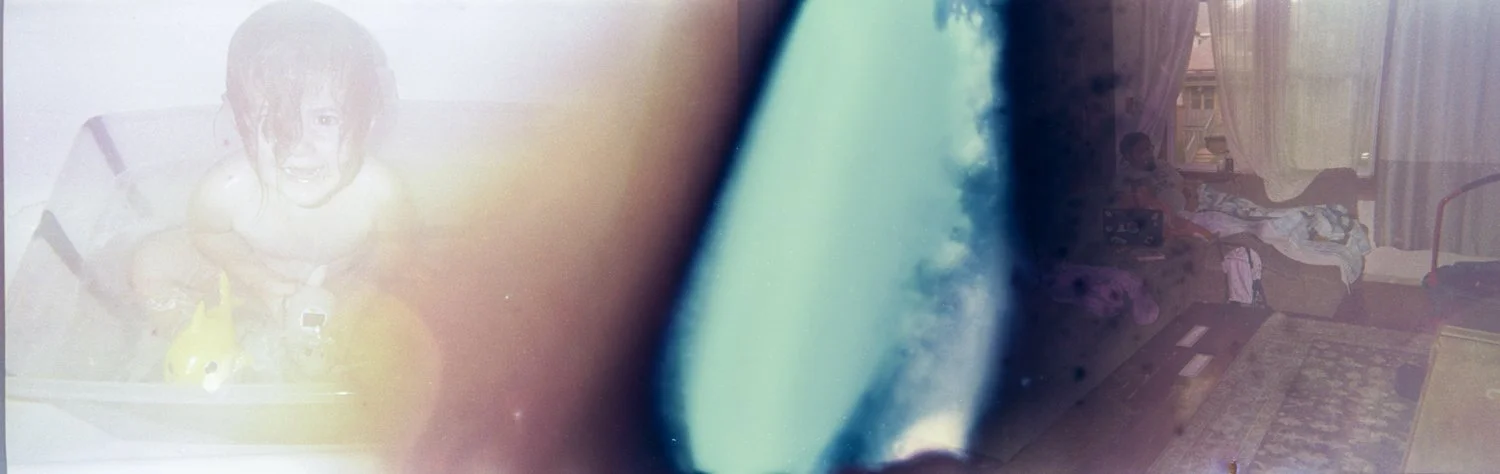 Leah Schretenthaler & Tom Dahlseid, "Fishy!...Daddy!", Archival Pigment Print of Souped Film, 46"x15", 2026