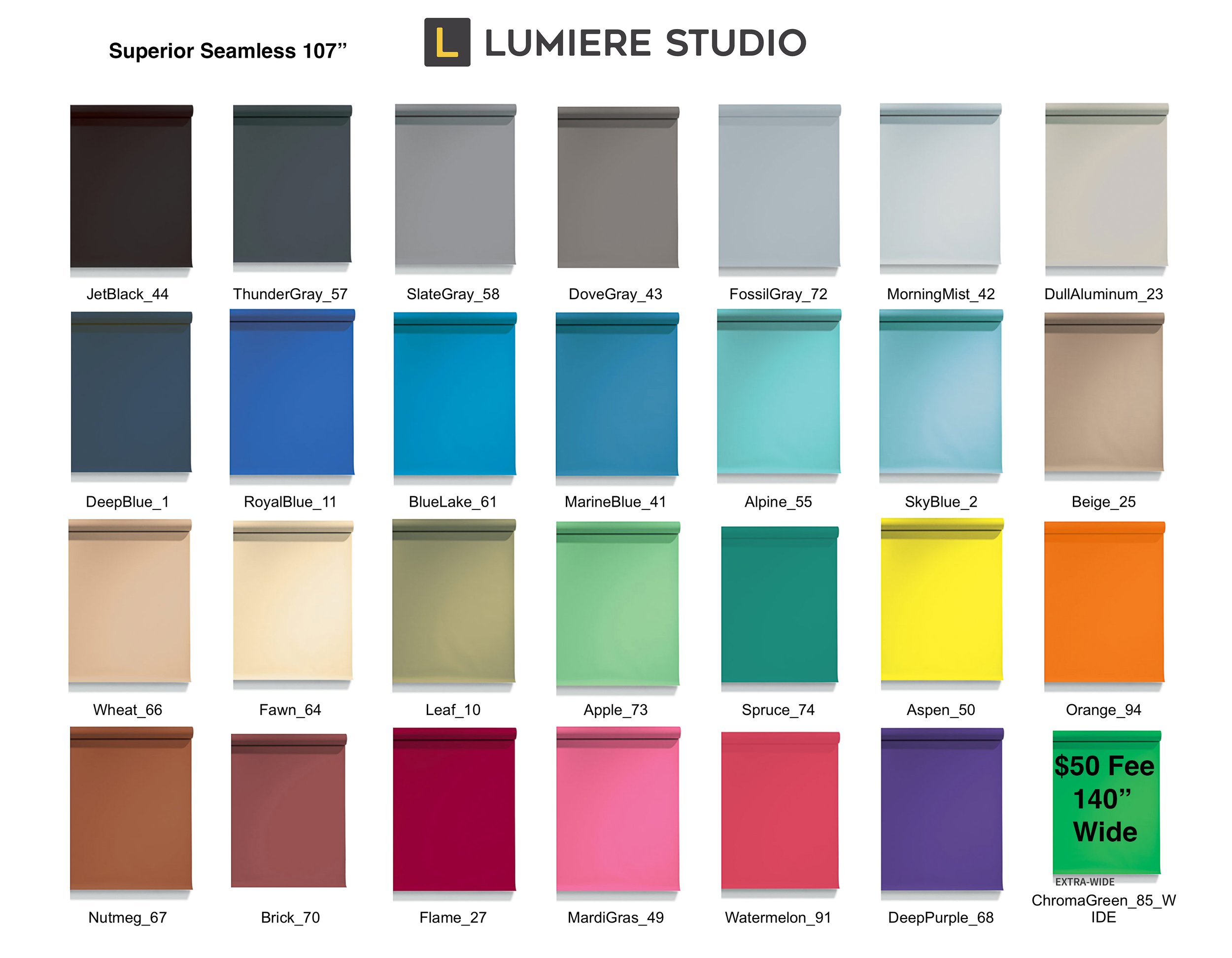 Lumiere Studio Photo Rental Studio Seamless Paper Colors